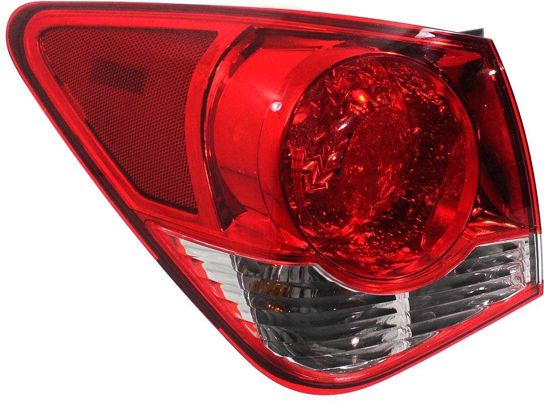 Evan Fischer Driver Side Outer Tail Light Assembly Compatible With 2011-2015 Chevrolet Cruze, 2016 Cruze Limited Body Mounted With Bulb