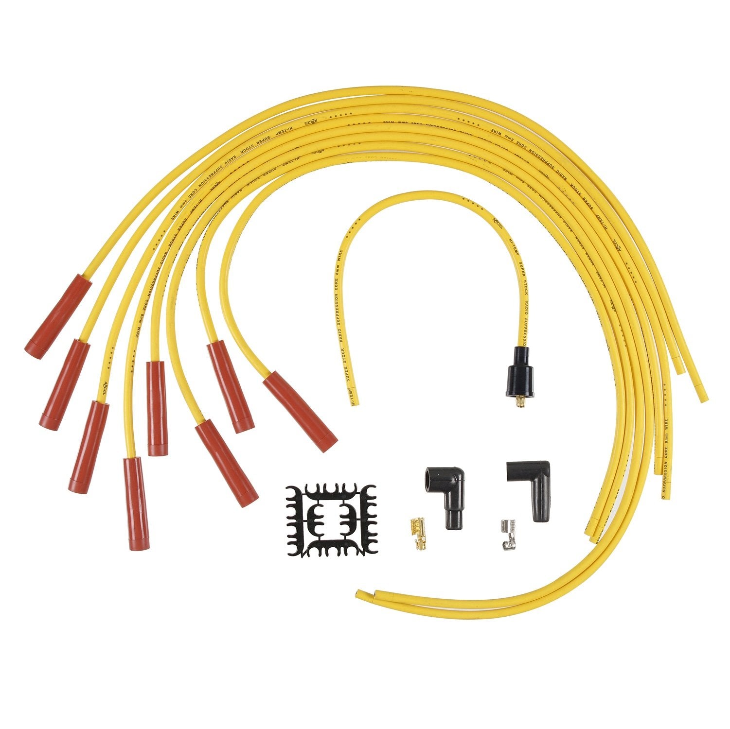 ACCEL 4040 Spark Plug Wire Set - 8mm - Yellow with Orange Straight Boots
