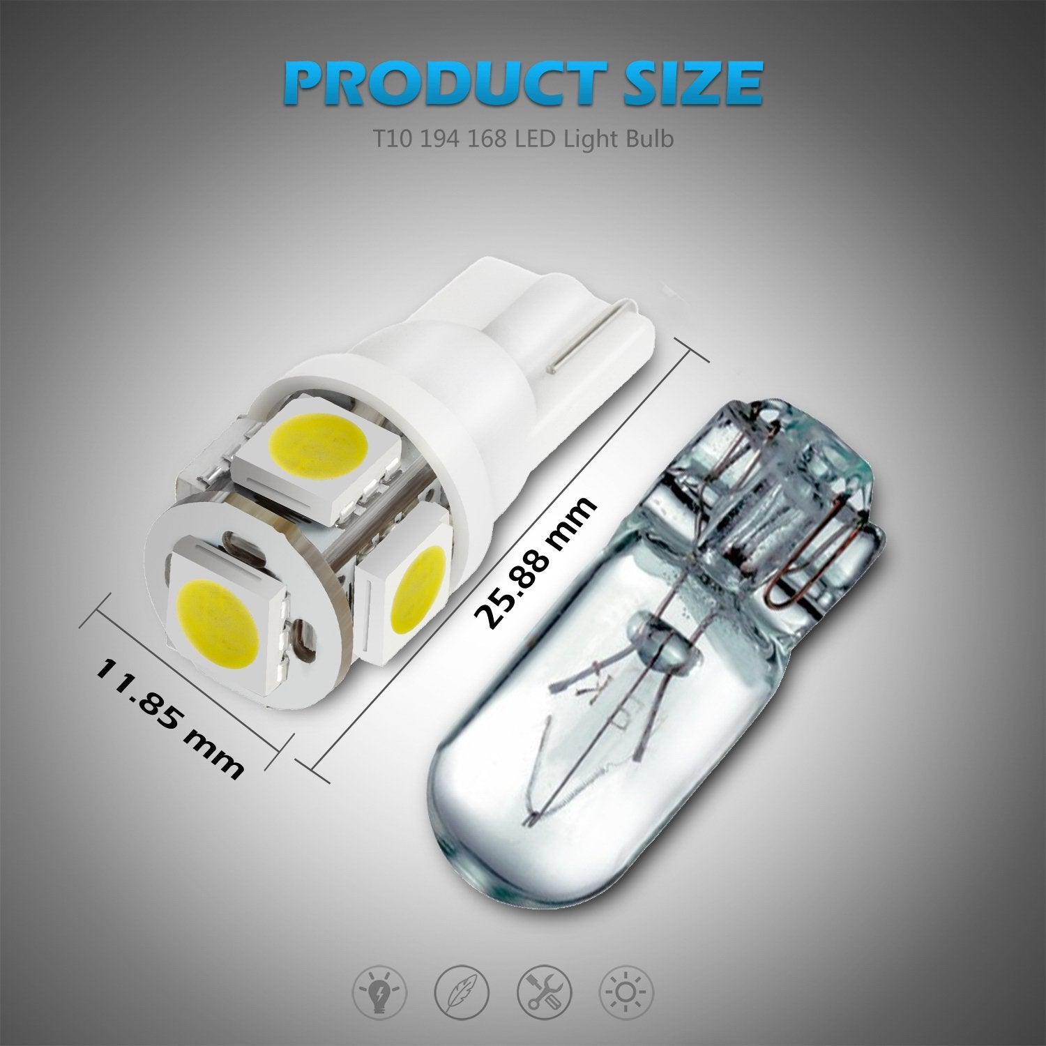 Partsam 5X Clear Cab Marker Light + 5X White 5050-Smd 194 168 T10 Led Bulb Compatible With Ford E150 E250 E350 E450 F150 F250 F3