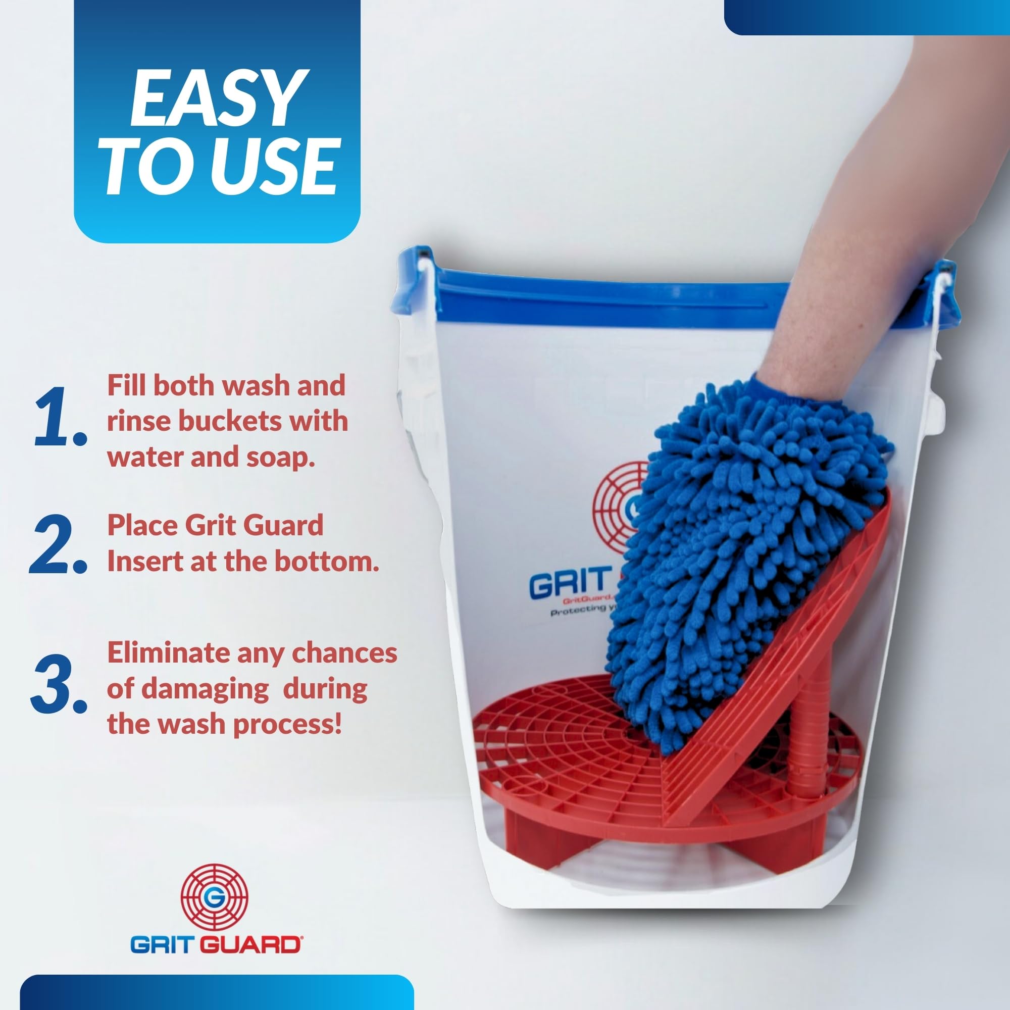 The Original Grit Guard Bucket Insert With Washboard Combo | Removes Dirt From Wash Mitt For Detailing | Car Wash Bucket Insert