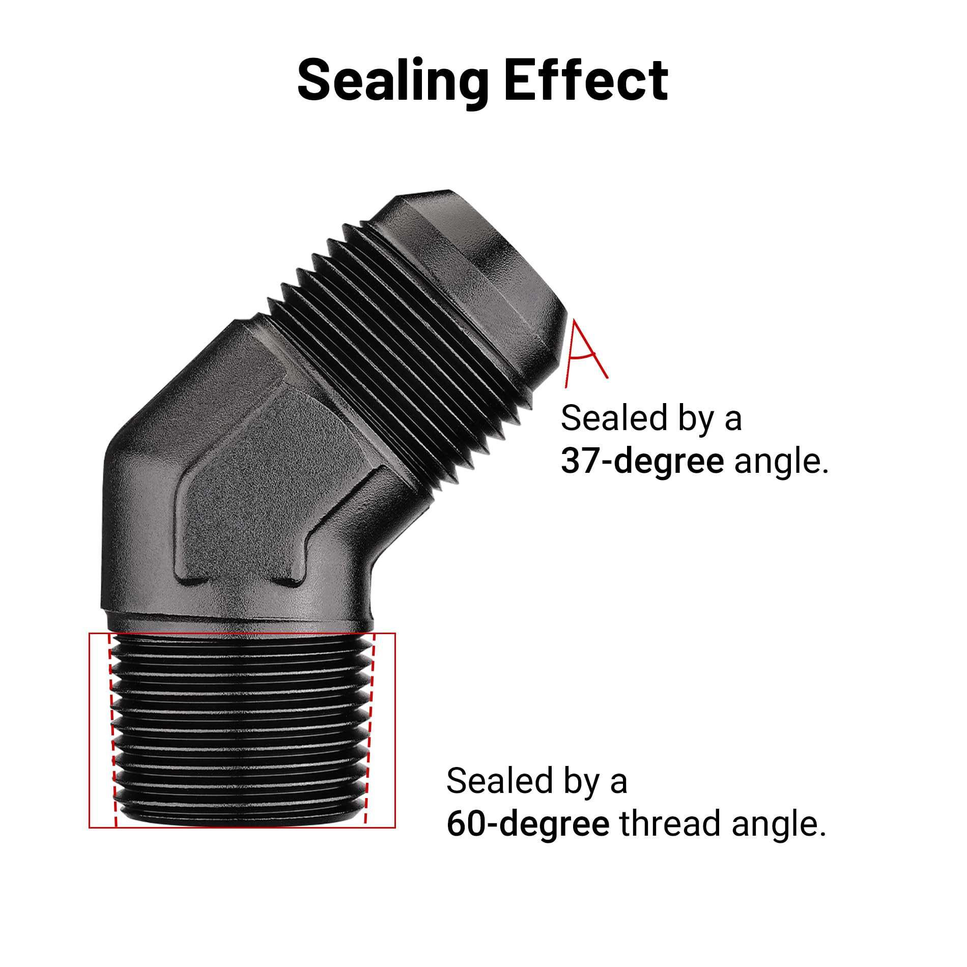 Evil Energy 12An Male Flare To 3/4'' Npt Pipe 45 Degree Fitting Adapter Aluminum Black