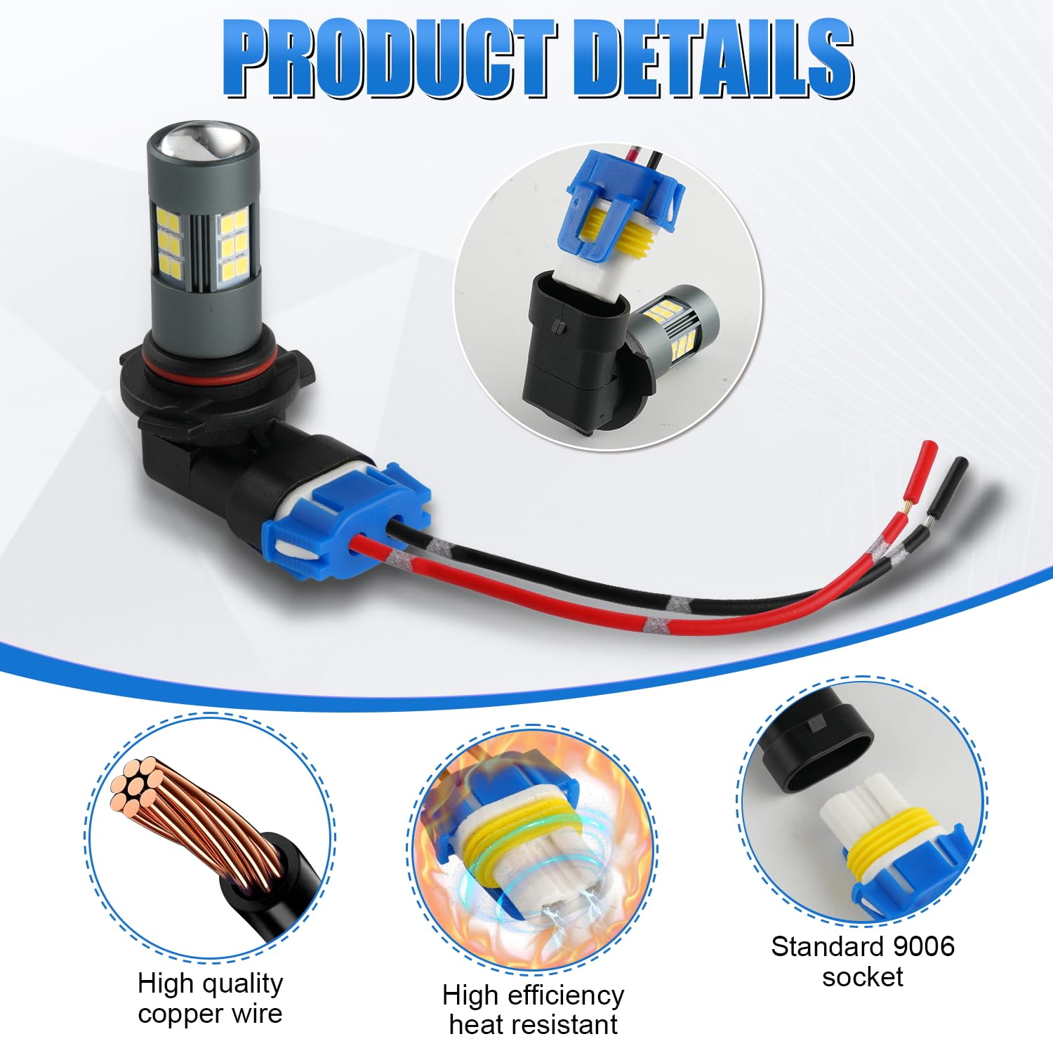 Ibrightstar 9005 9006 9012 9145 H10 Female High Temperature Ceramic Adapter Wiring Harness Sockets Wire For Headlights Or Fog Li