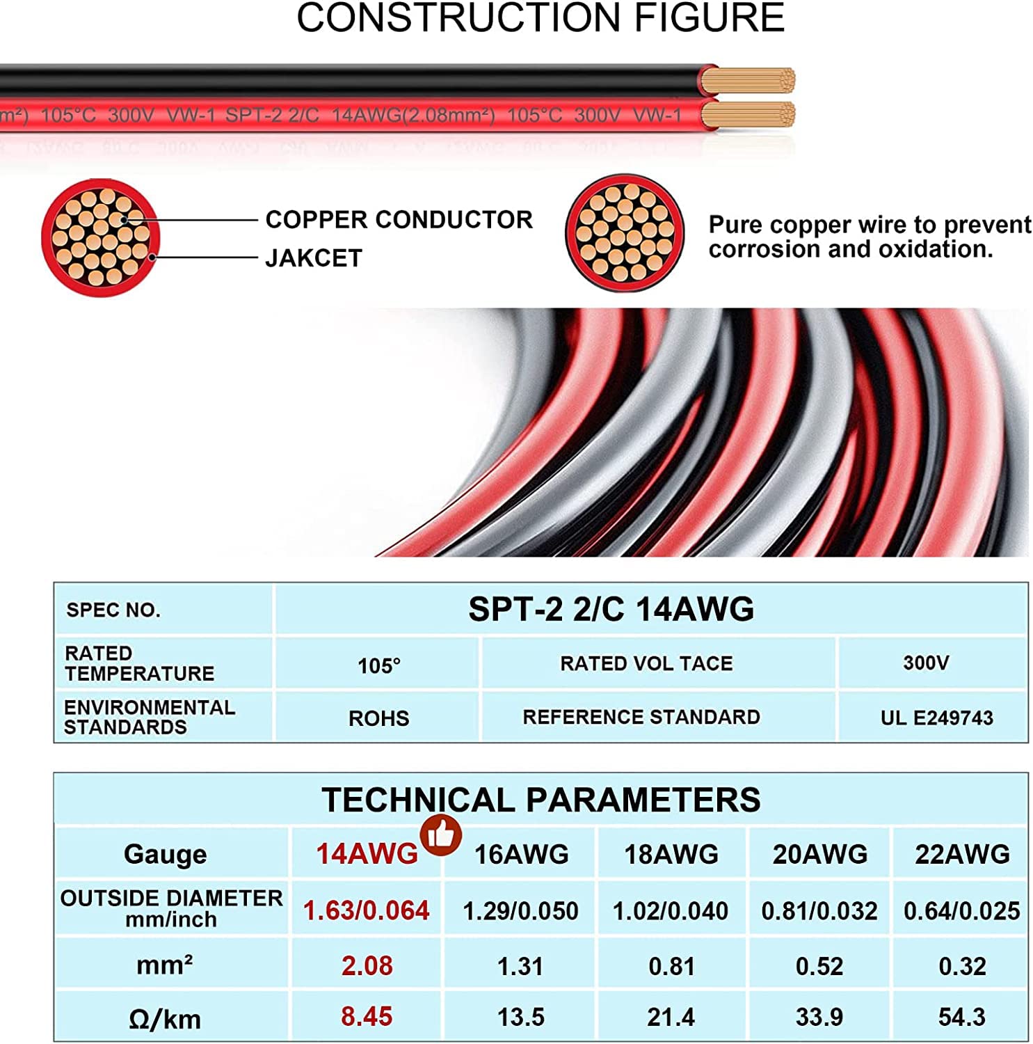 Rwujilong 12V/24V Heavy Duty Cigarette Lighter Extension Cord 12Ft 14Awg With Led Light For Car Vehicle Tire Pump Air Compressor