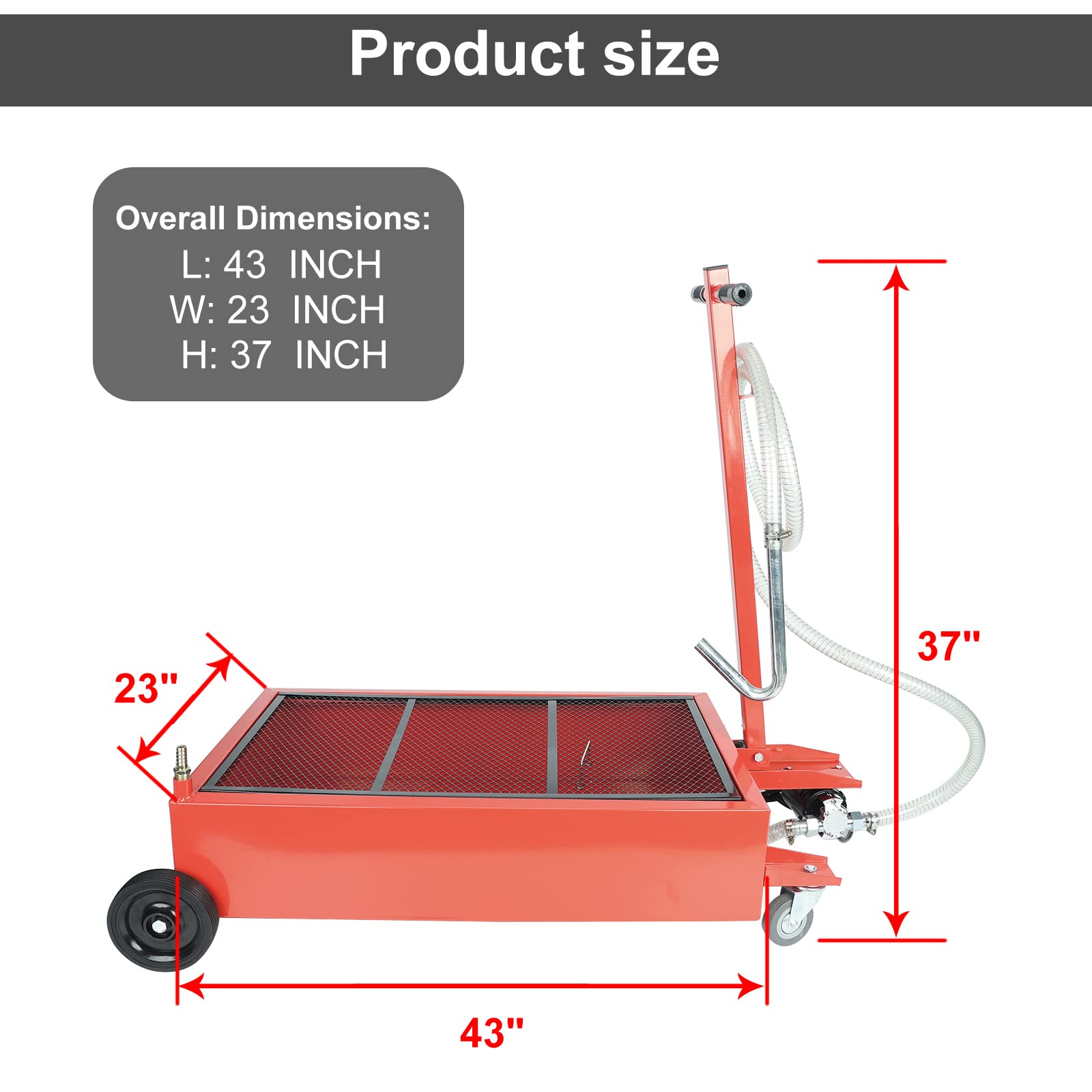SUPERFASTRACING 17 Gallon Low Profile Roll Around Oil Drain Pan with 110V Electric Pump 8FT Hose for Trucks Cars SUVs