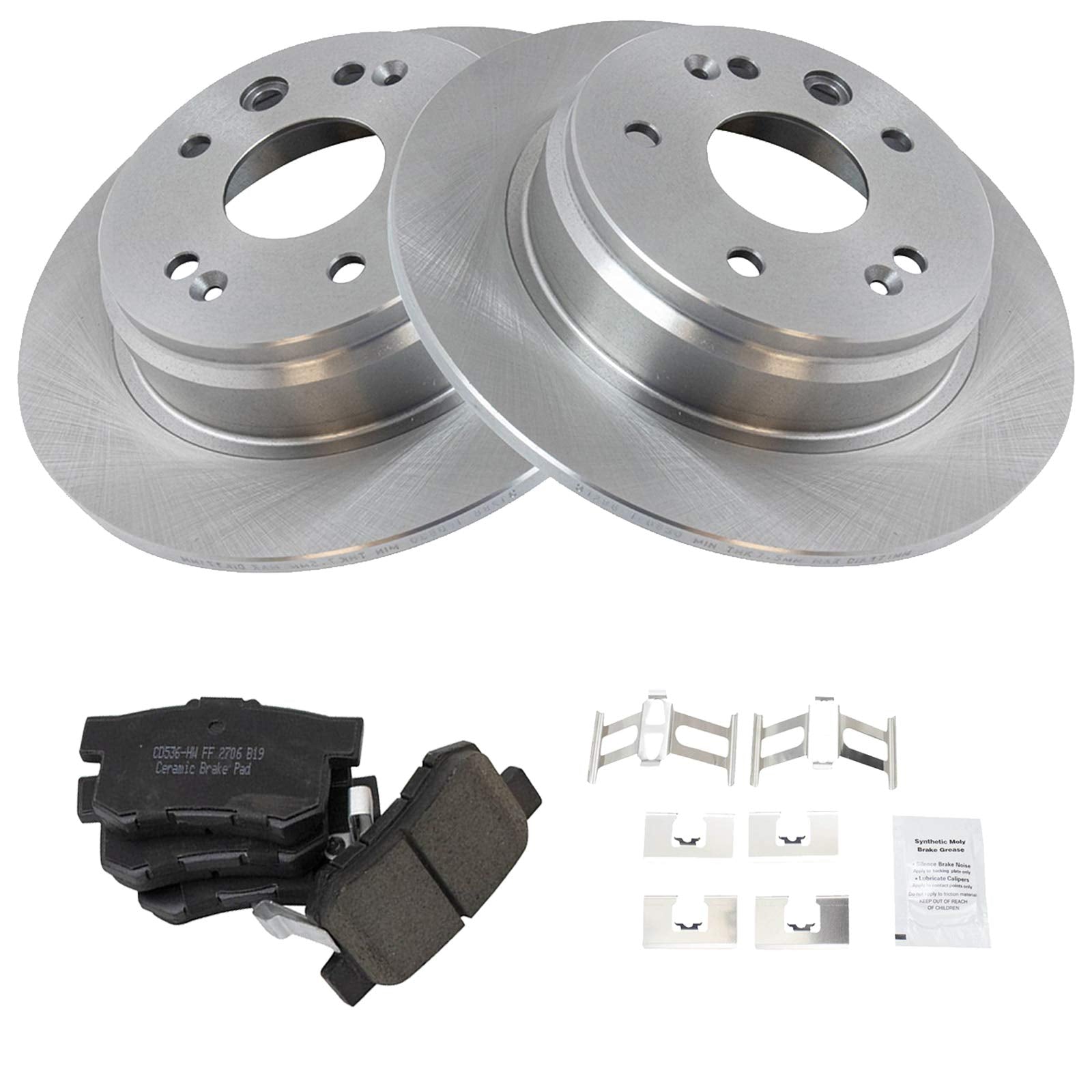 Trq Rear Brake Pad & Rotor Kit Brake Pads Brake Rotor Ceramic Compatible With 1999-2003 Acura Tl