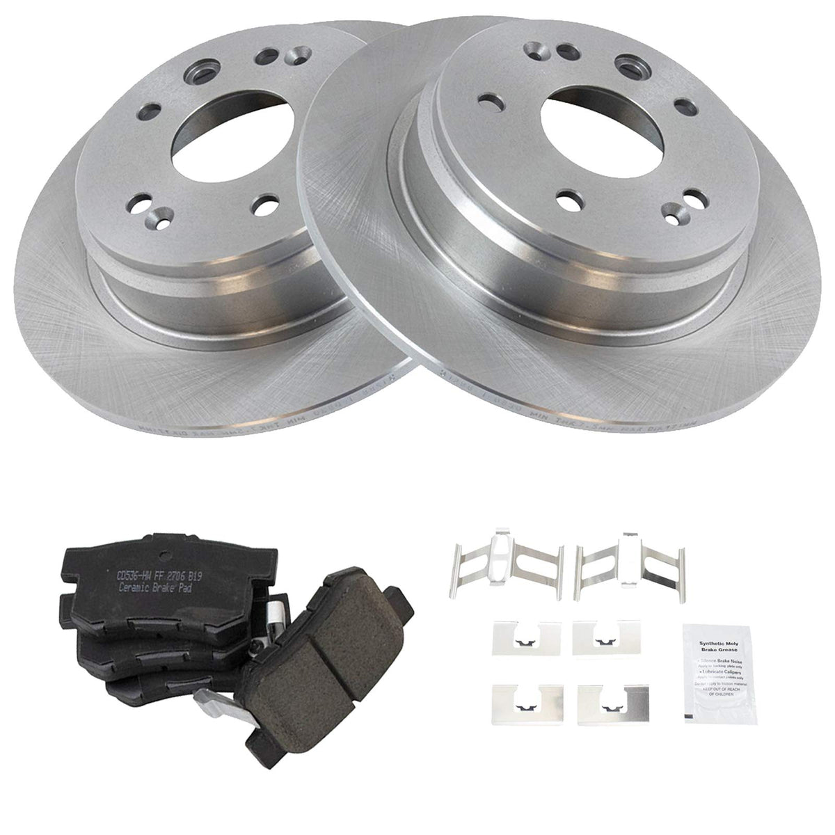 Trq Rear Brake Pad & Rotor Kit Brake Pads Brake Rotor Ceramic Compatible With 1999-2003 Acura Tl