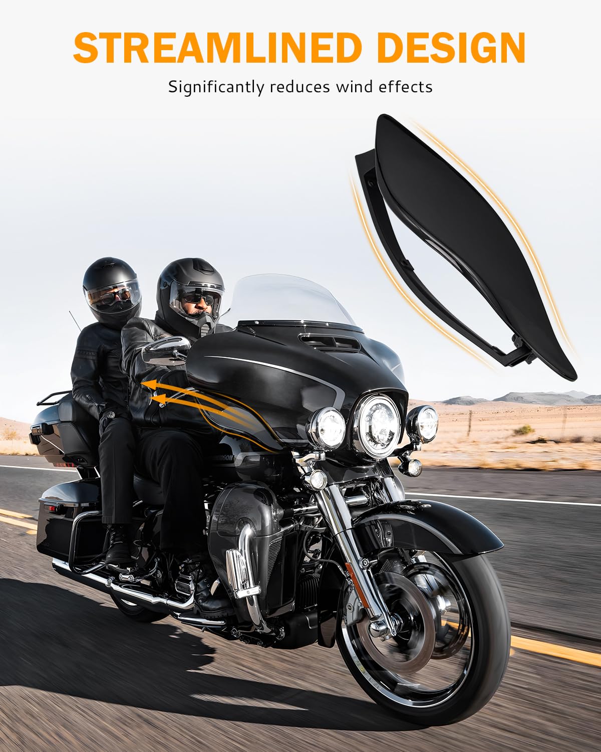 Pbymt Side Wings Air Deflectors, Fairing Side Wing Windshield, Black Adjustable Wind Deflectors Compatible For 2014-2024 Harley Electra Glide Street Glide Tri Glide Ultra Limited Fairing Side Shield