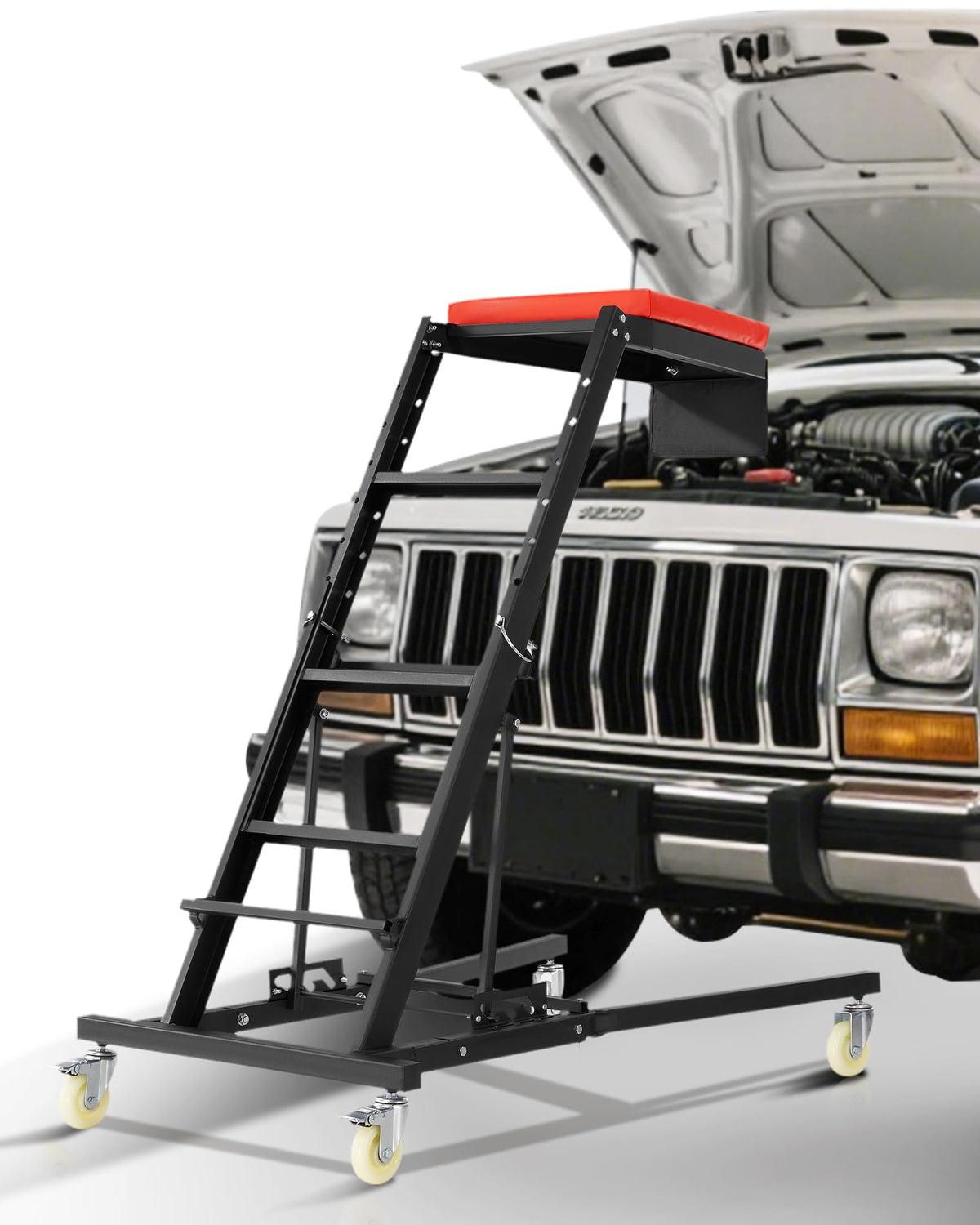 VEVOR Automotive Topside Creeper, 400 LBS Capacity High Creeper with 48 to 76 Adjustable Height, 4 Swivel Caster Wheels, Hea