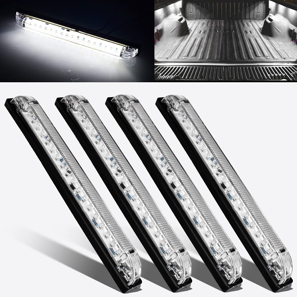 Nifeida 8 Clear Lens 18Led Waterproof Utility Strip Light Bar Surface Mount For 12V Marine Boat Rv Interior Light Slim Line Pickup Truck Under Hood Lights Side Marker Lamp [Pack Of 4]