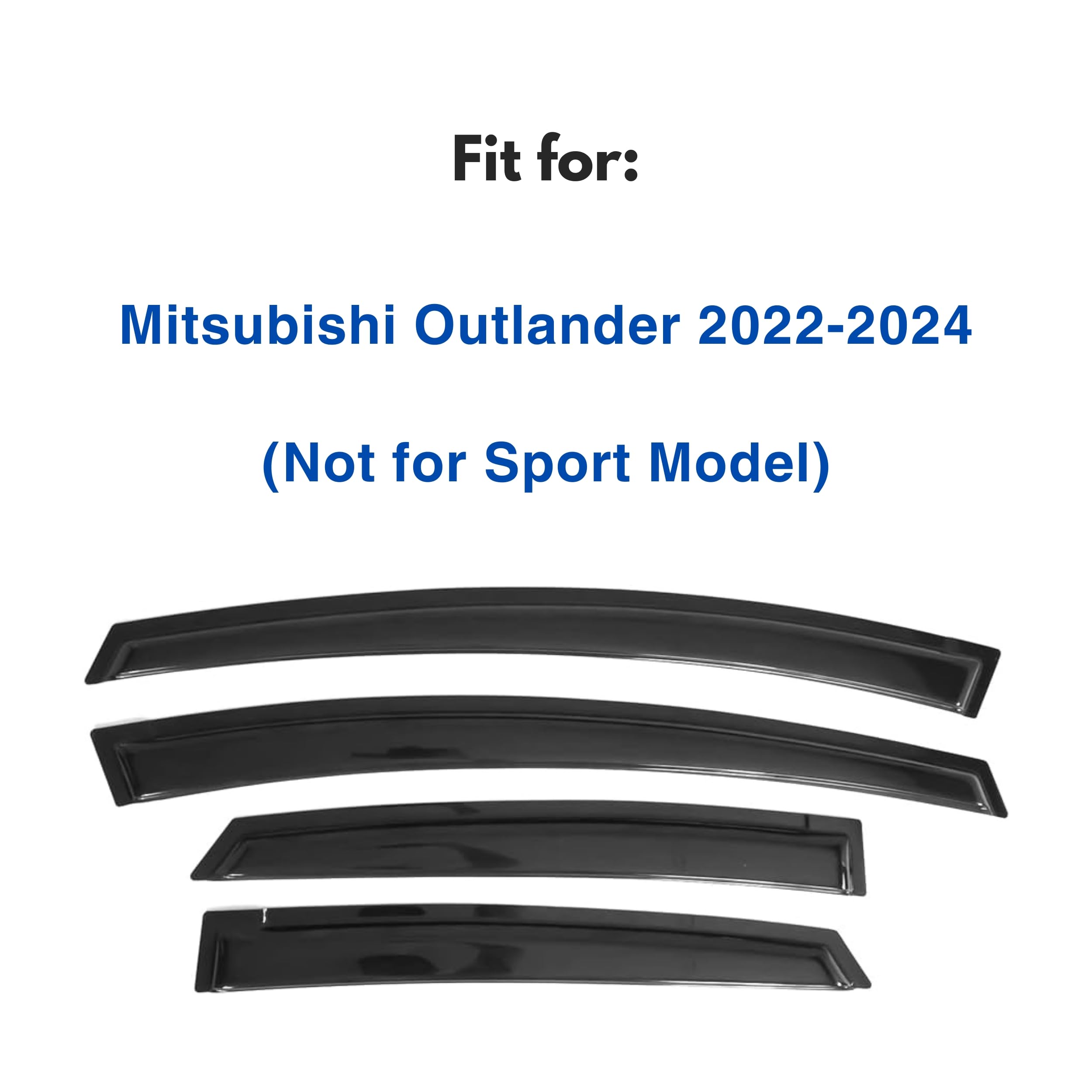 Immortal Group IG Window Visor - Rain Guard Deflector for Mitsubishi Outlander 2022-2024, Black Acrylic, Model 812007