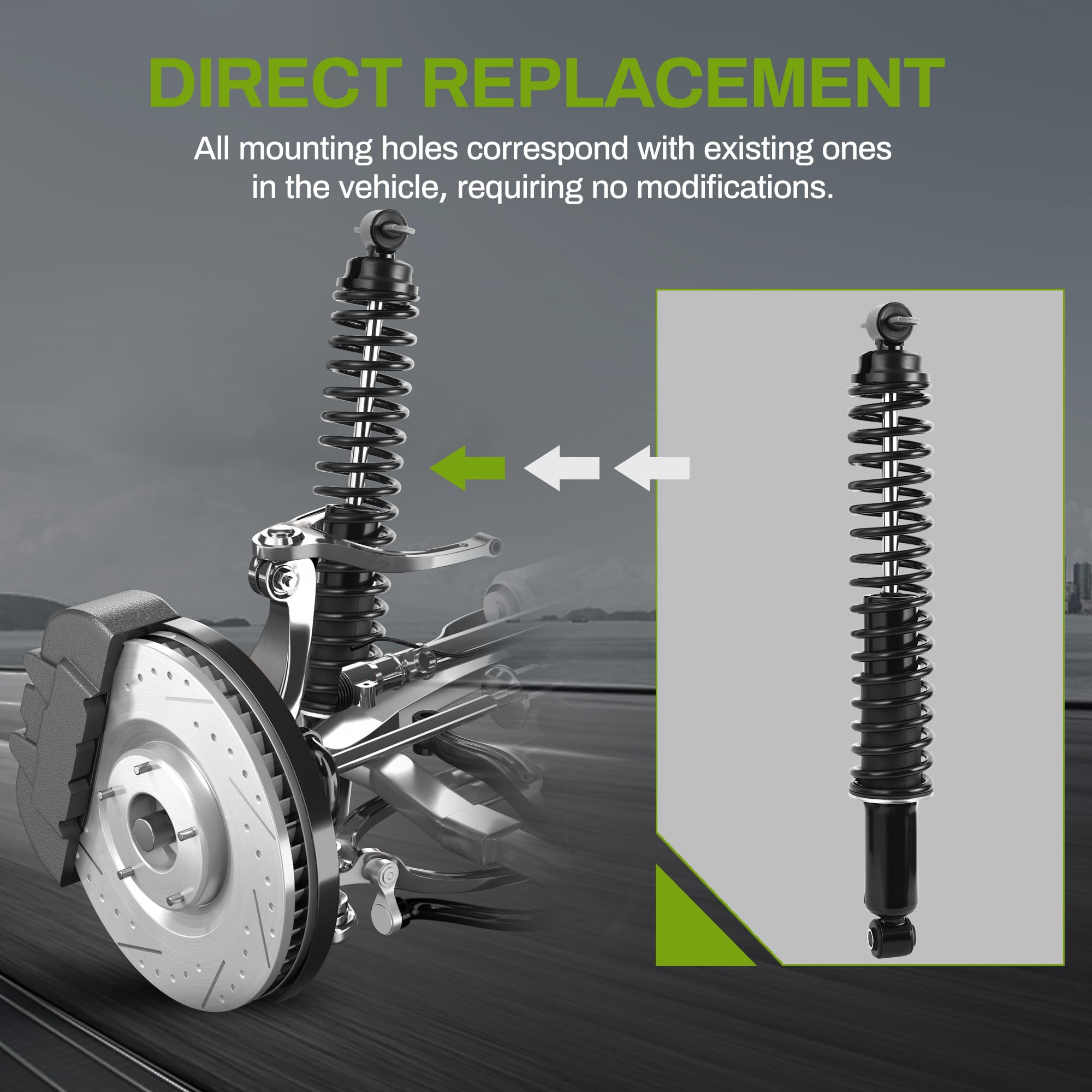 Autosaver88 Rear Load Shocks And Strut Compatible With 1992-1999 C1500, C2500 Suburban, 1996-2014 Express 1500, 1995-2000 Tahoe,