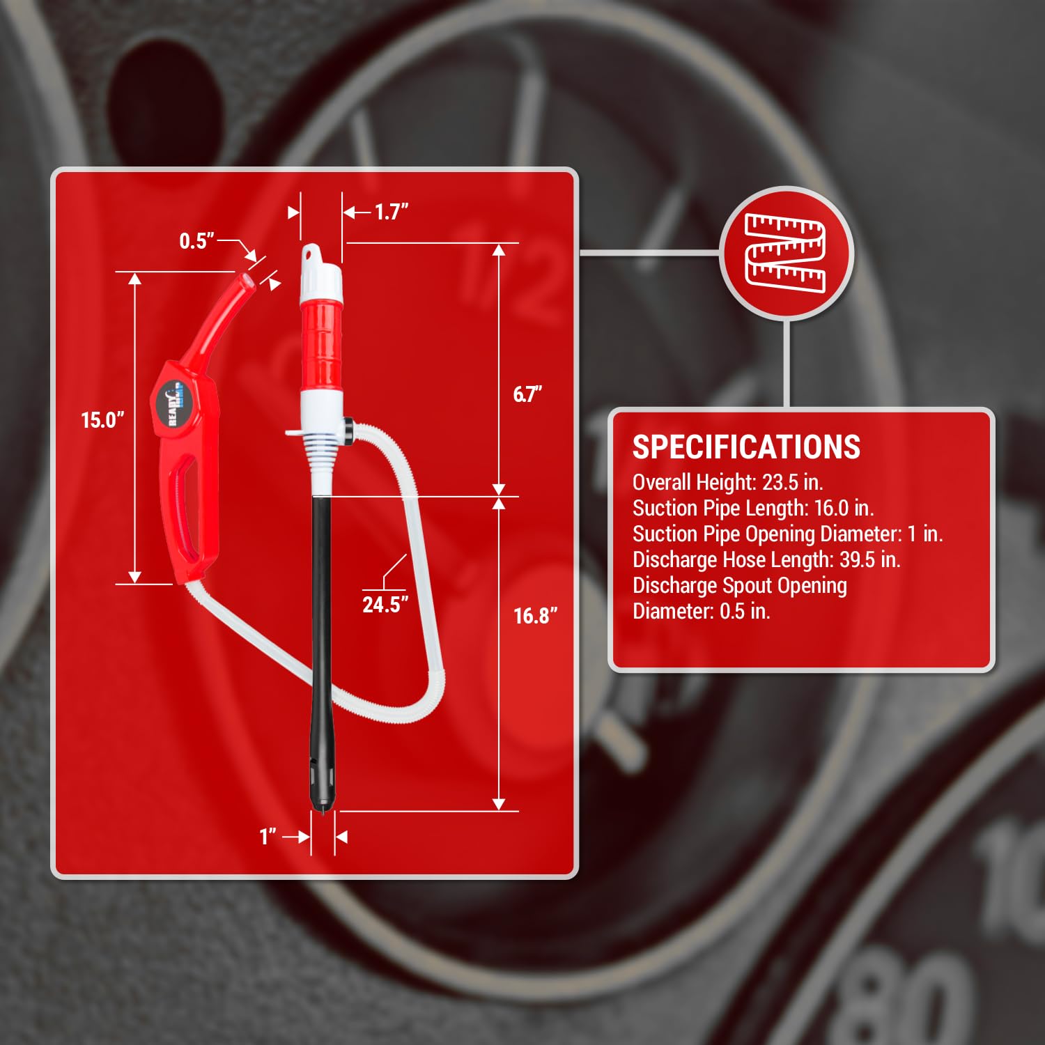 TERA PUMP Portable Fuel Transfer Pump, 3X More Powerful D Battery Operated, Powerful Suction with Ergonomic Nozzle, No Heavy Lif