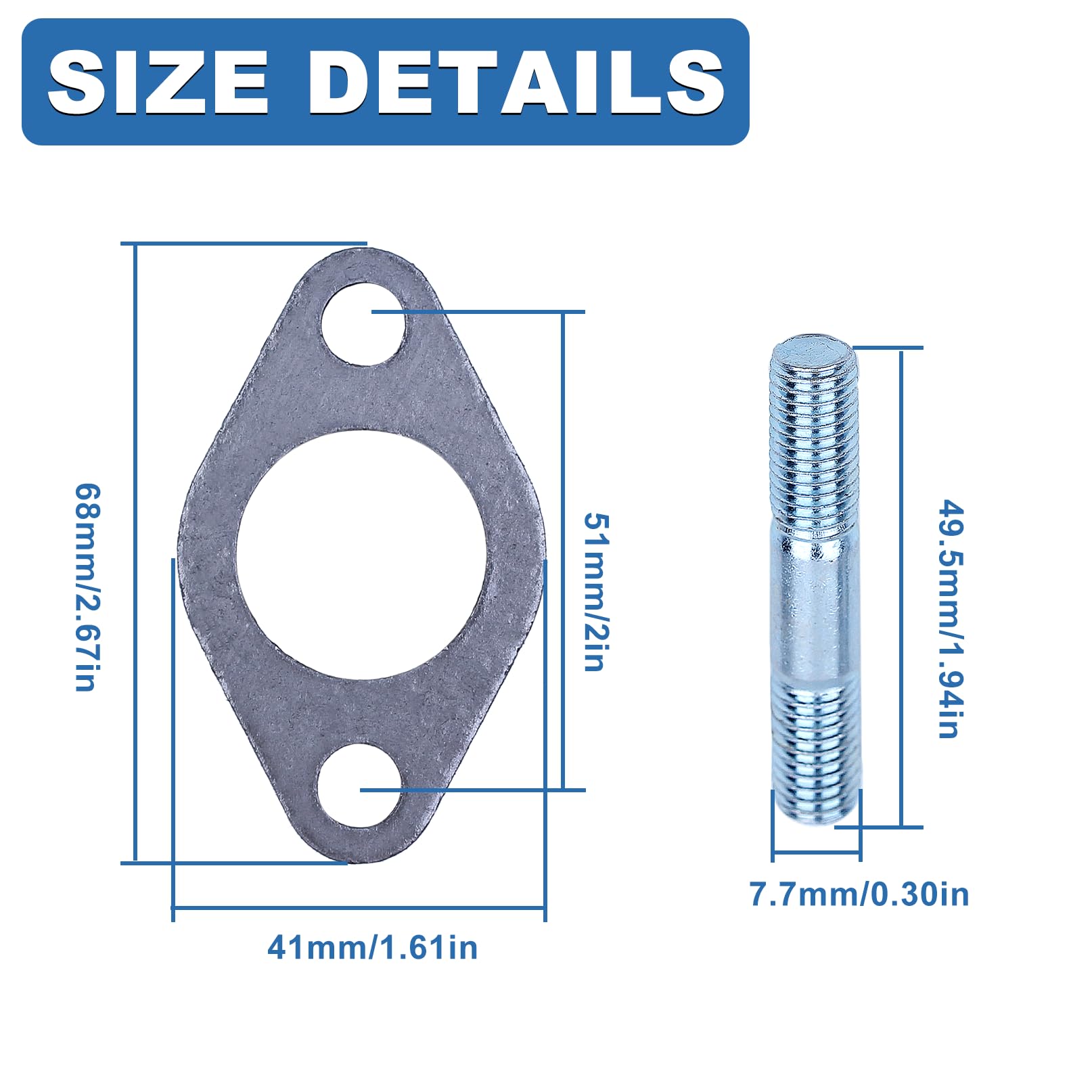 Aumel 90047-Ze2-000 Muffler Exhaust Gasket Stud Bolt Kit For Hond Gx390 Gx340 Gx270 Gx240 13Hp 11Hp 9Hp 8Hp Lawn Mower