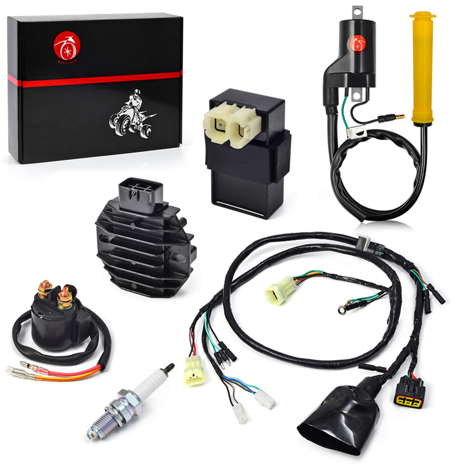 Wire Wiring Harness Igniter CDI Box Ignition Coil Spark Plug Regulator Relay Kit Compatible with Honda 400EX TRX400EX 1999-2004