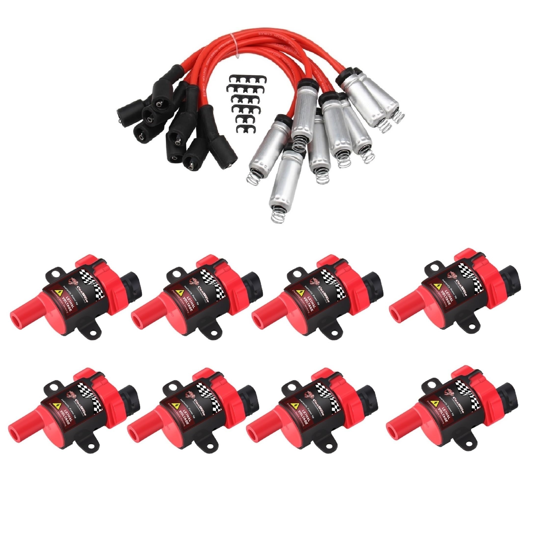Carbole 8 Pack D585 Ignition Coil Pack And 748Uu 8Mm Spark Plug Wires Fit For Chevy Silverado Ls1 Ls3 4.8 5.3L Chevrolet Gmc Cad
