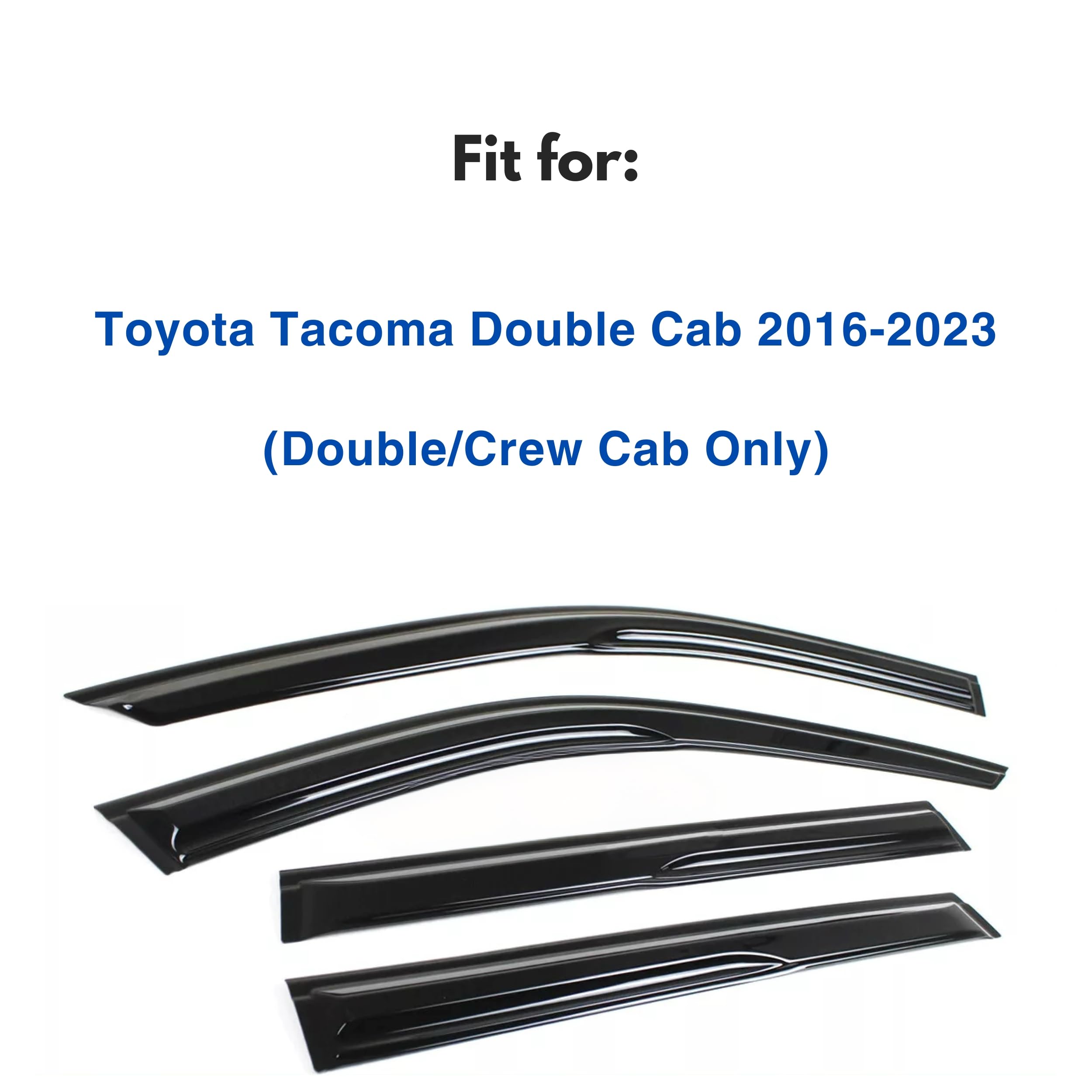 Ig Window Visor For 2016-2023 Toyota Tacoma Double Cab, Rain Guard Tape-On Wind Side Vent Window Deflector Mugen Style, 2016 201