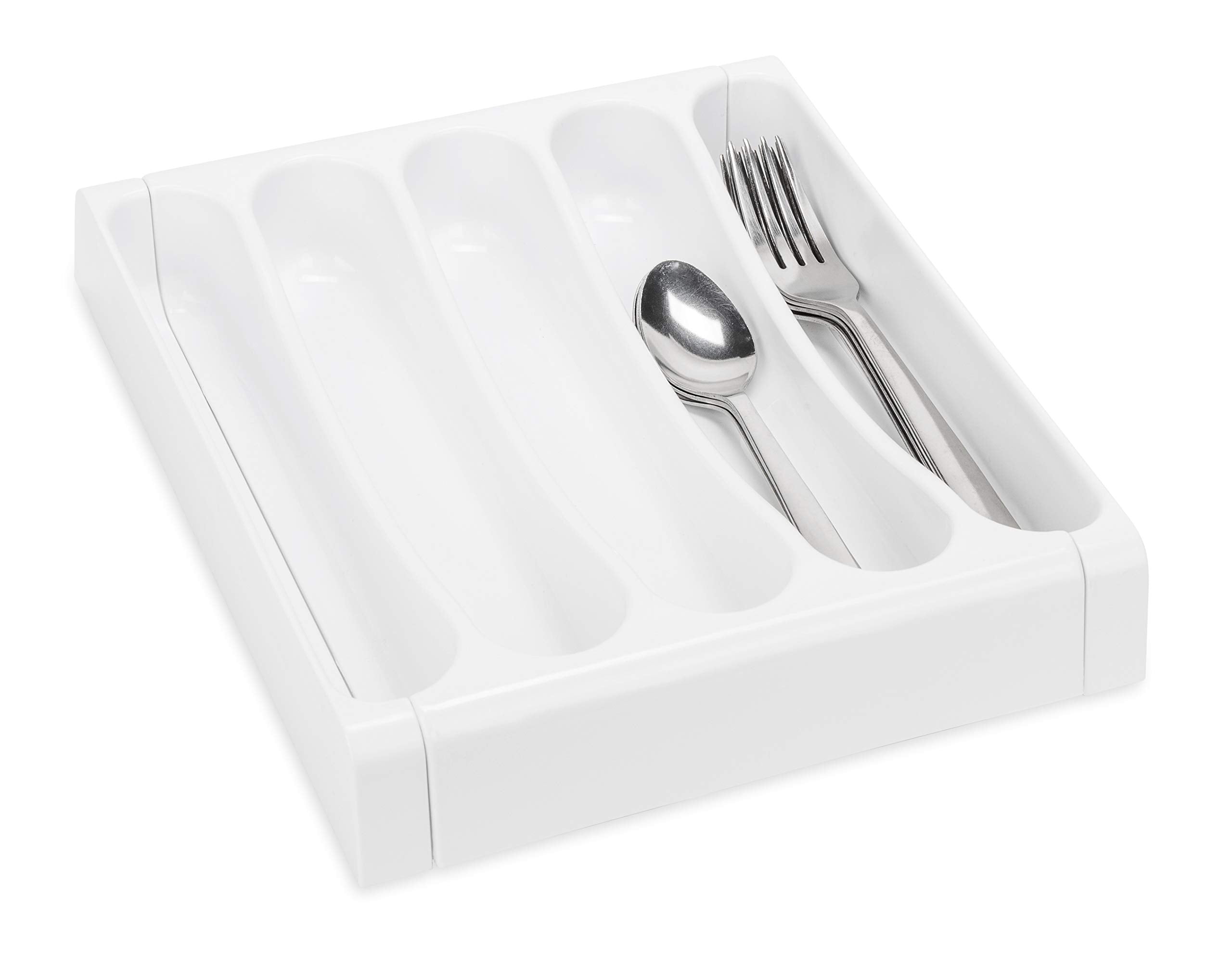 Camco Adjustable Cutlery Tray - Designed For Rv And Compact Kitchen Drawers, Adjusts Between 9" And 13" For An Easy Custom Fit -White (43503)