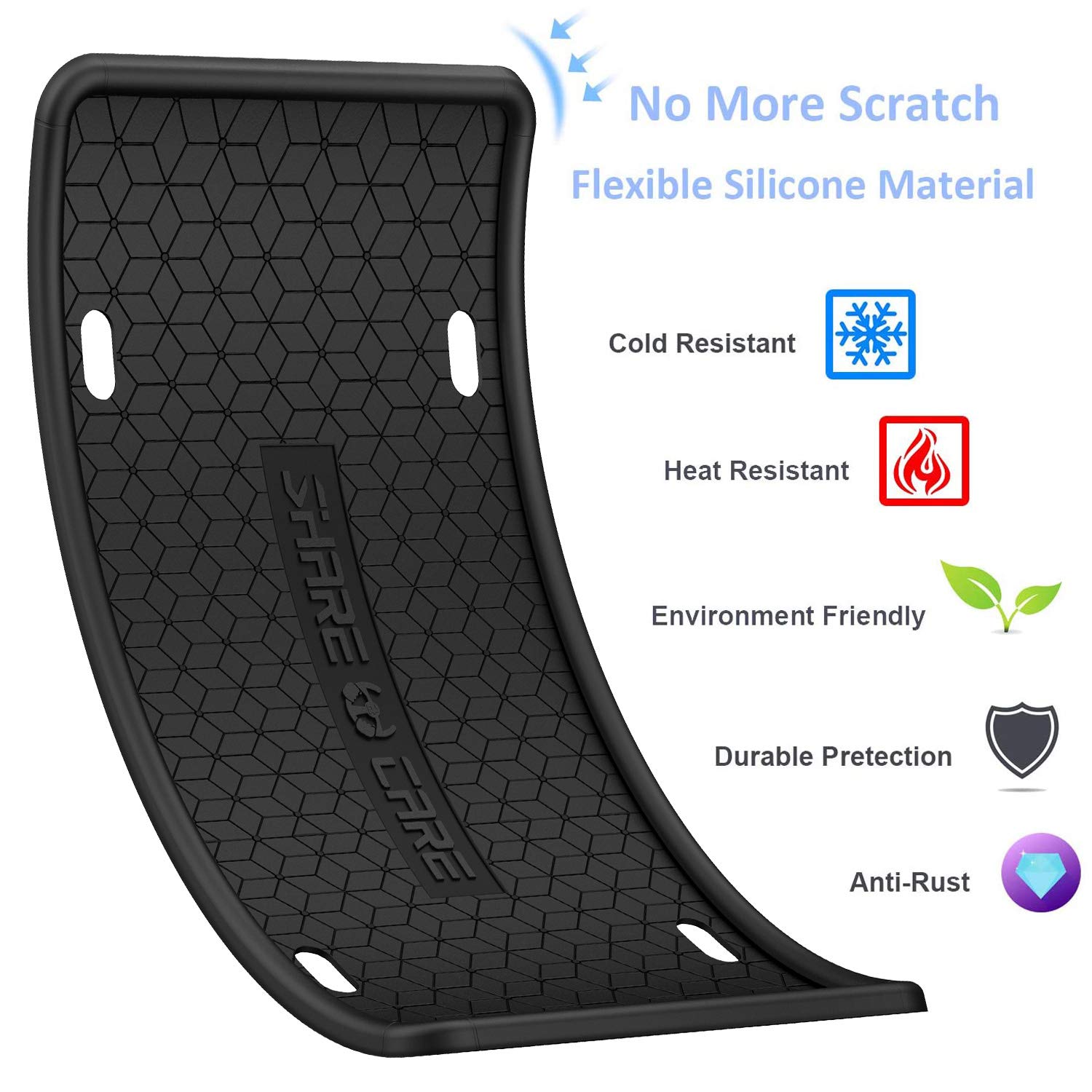 Qiqamole 2 Pack Silicone Frame Front Back License Plate Cover/ Bracket Holder Rust-Proof, Rattle-Proof, Weather-Proof, For Us Ca