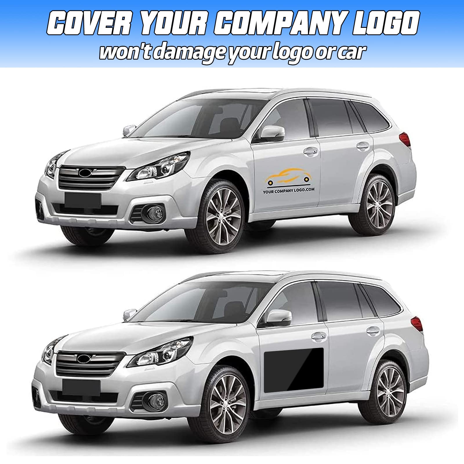 XYK 2 Pack Black Car Magnets - 50 mil Vinyl, Rounded Corners, Prevent Scratches & Dents, Ideal for Business Advertising