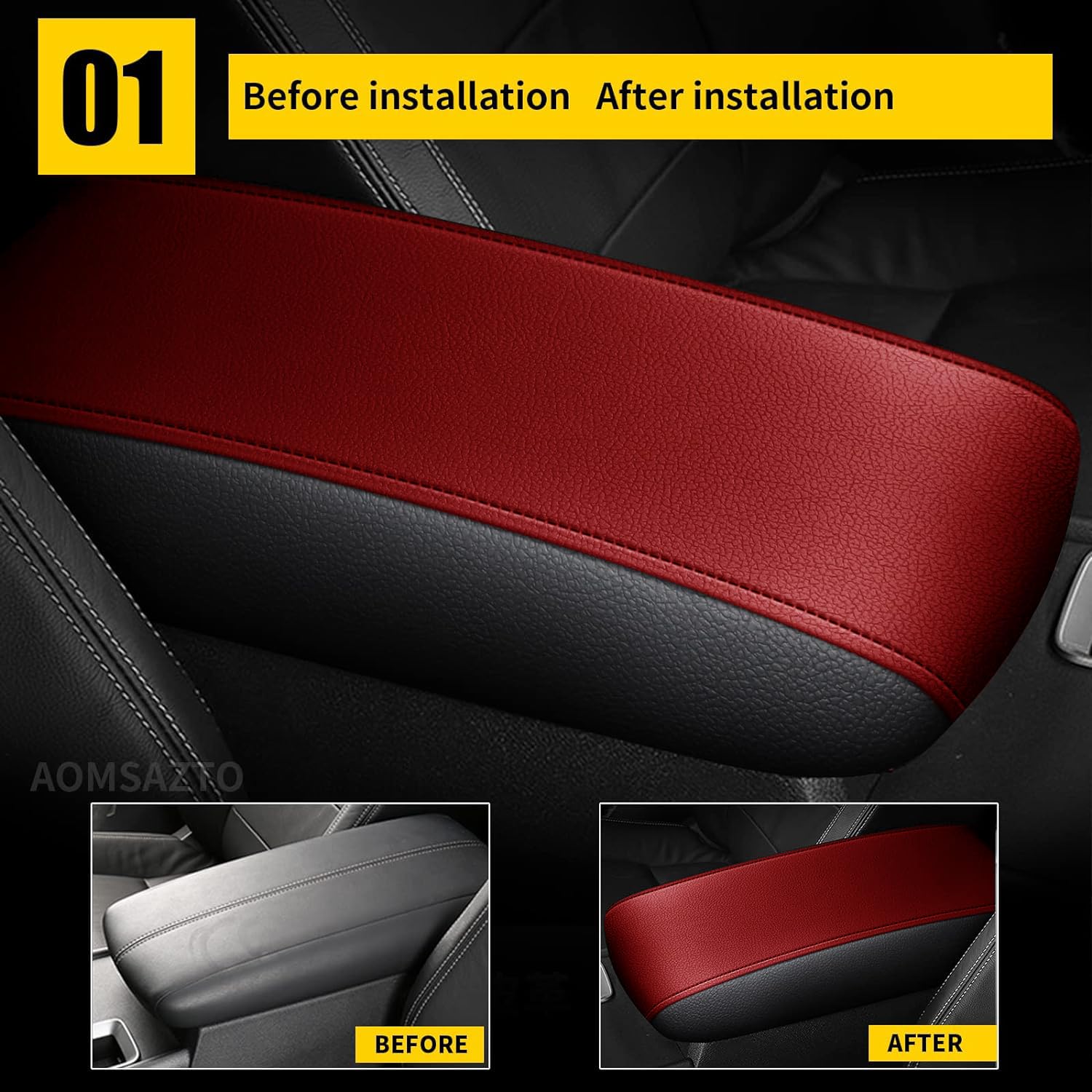 Aomsazto Armrest For 2013-2018 Nissan Altima Red