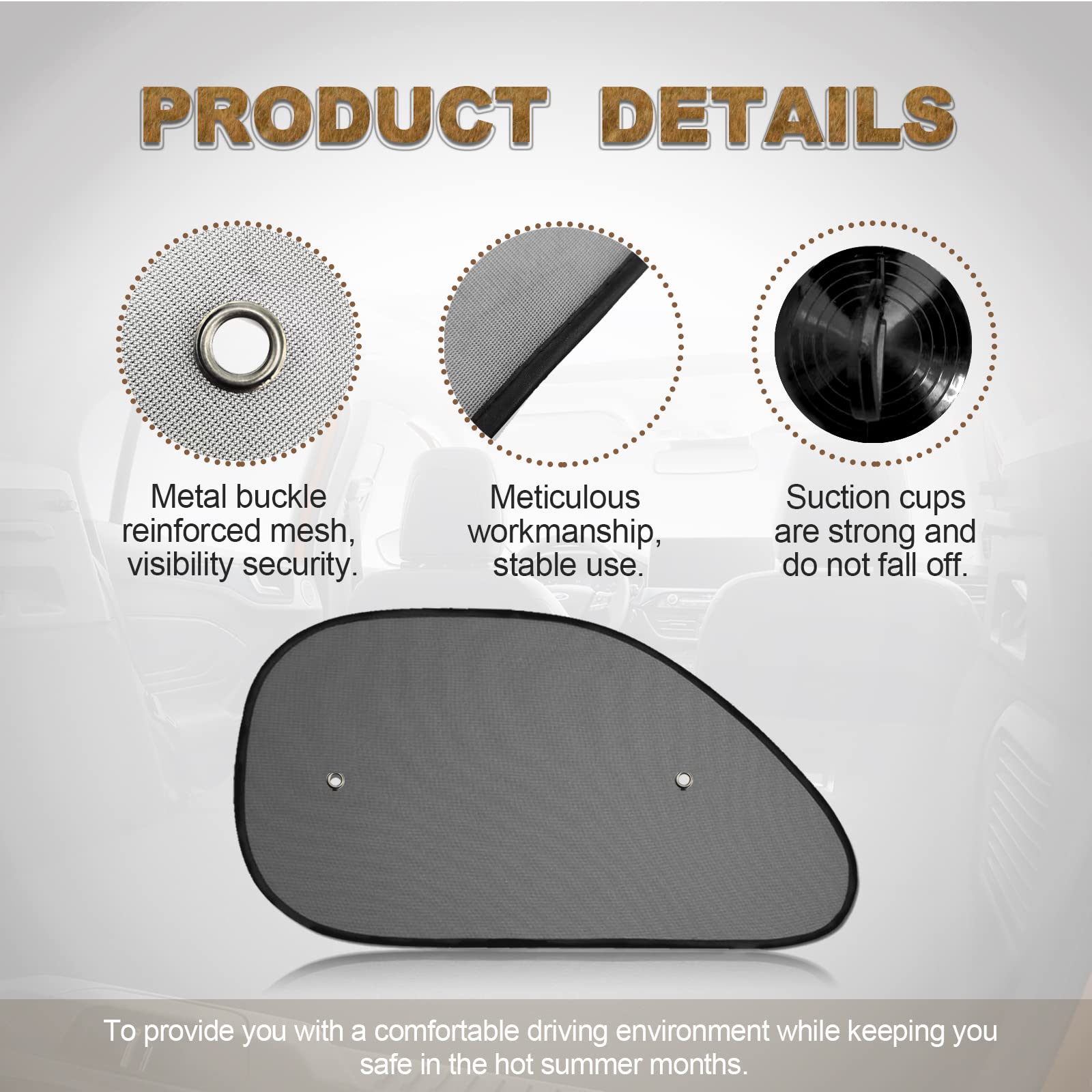 2 Pack Car Side Window Sun Shade, Glare And Uv Rays Protection For Your Child, With Sun Uv Protection, Reduce Damage From Direct Bright Sunlight And Heat Universal Car Window Shade