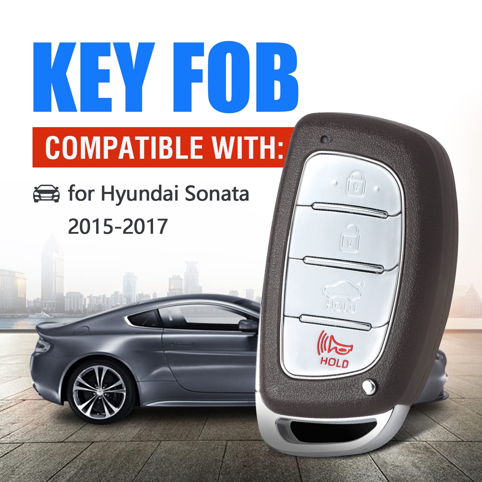 Keymall Keyless Entry Remote Key Fob Replacement For Hyundai Sonata 2015 2016 2017 4 Buttons 433Mhz 8A Chip (Fcc:Cqofd00120 P/N:95440-C1001 95440-C1000N,95440-C1000)