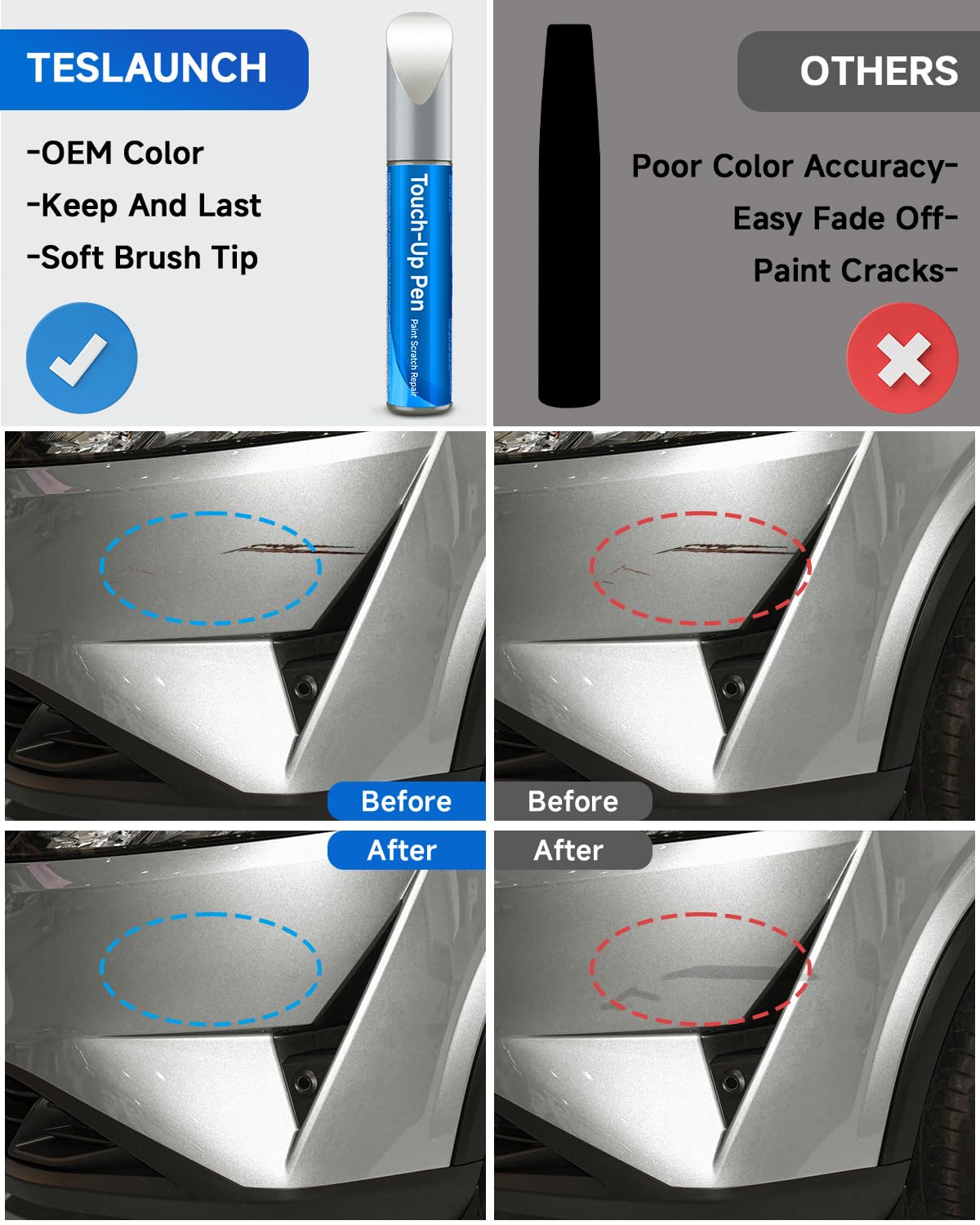 QAK Glacier White/White Touch Up Paint Compatible with Nissan Exact Match Touch Up Paint Car Scratch Repair