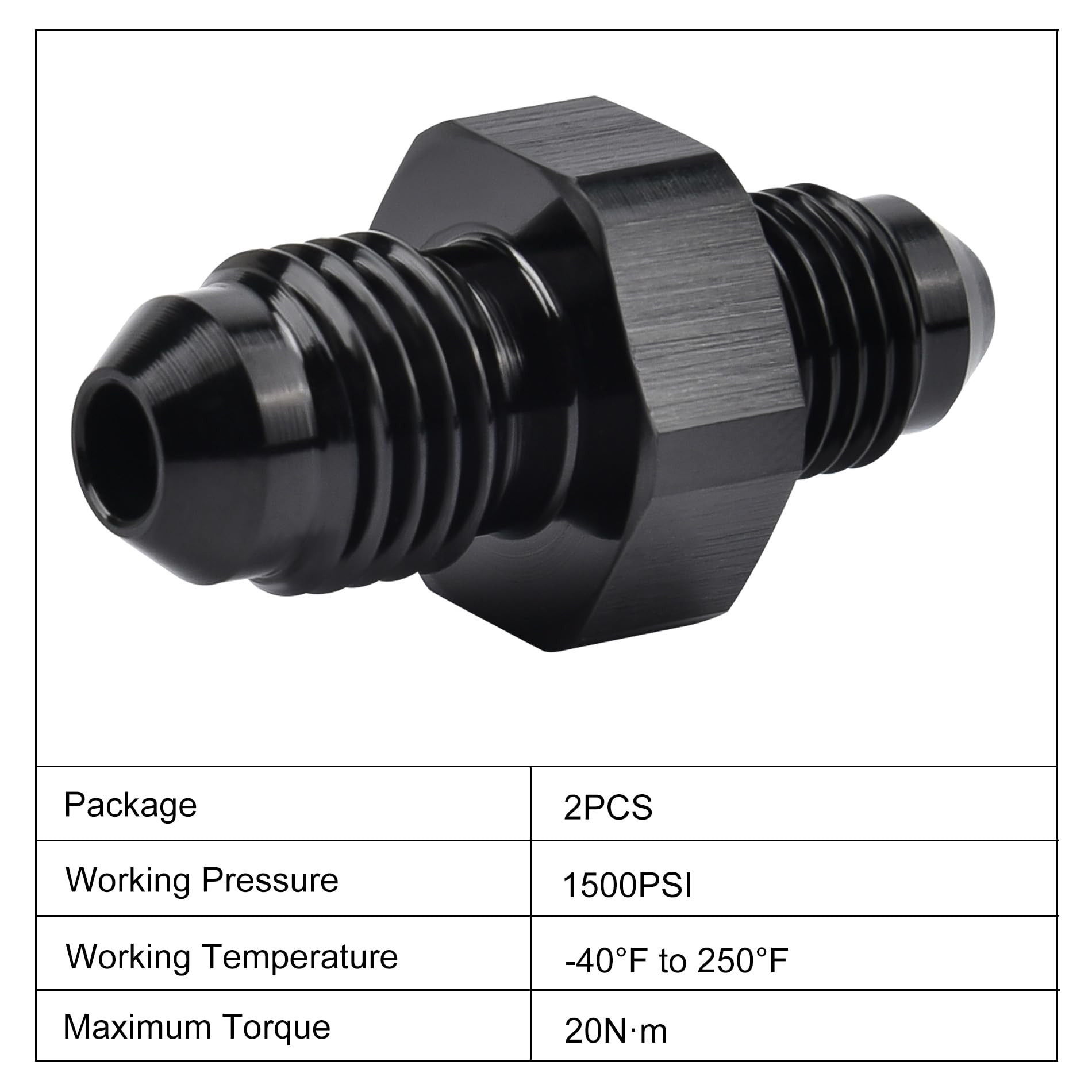 Evil Energy 4An Male To An3 Male Flare Reducer Coupler Union Straight Adapter Fitting Black 2Pcs