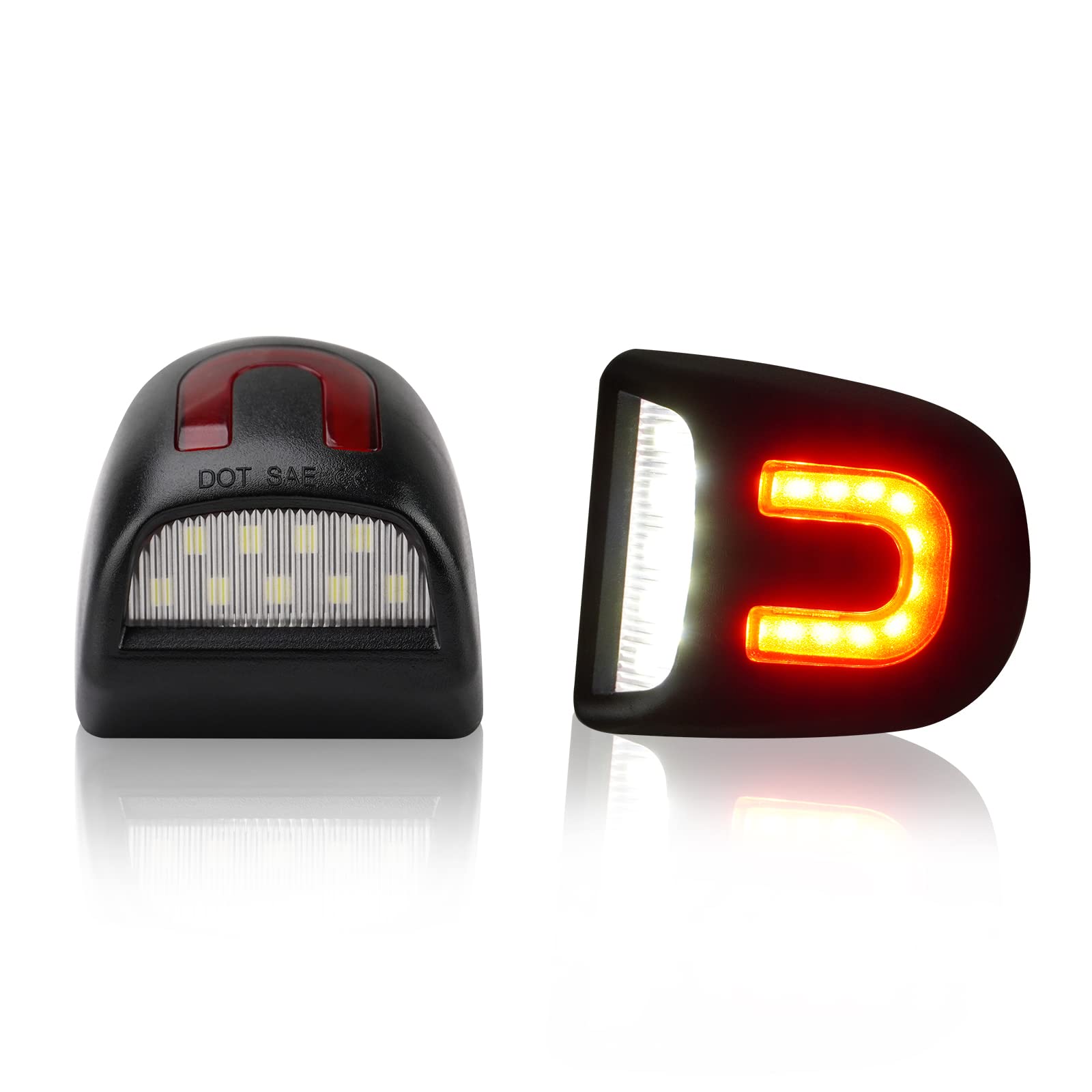 Bestview Red U-Shaped Full Led License Plate Light Tag Lamp Assembly Replacement For Chevy Silverado Gmc Sierra 1500 2500 3500 Suburban Tahoe Avalanche Cadillac Escalade Ext Yukon Xl, 2 Pieces