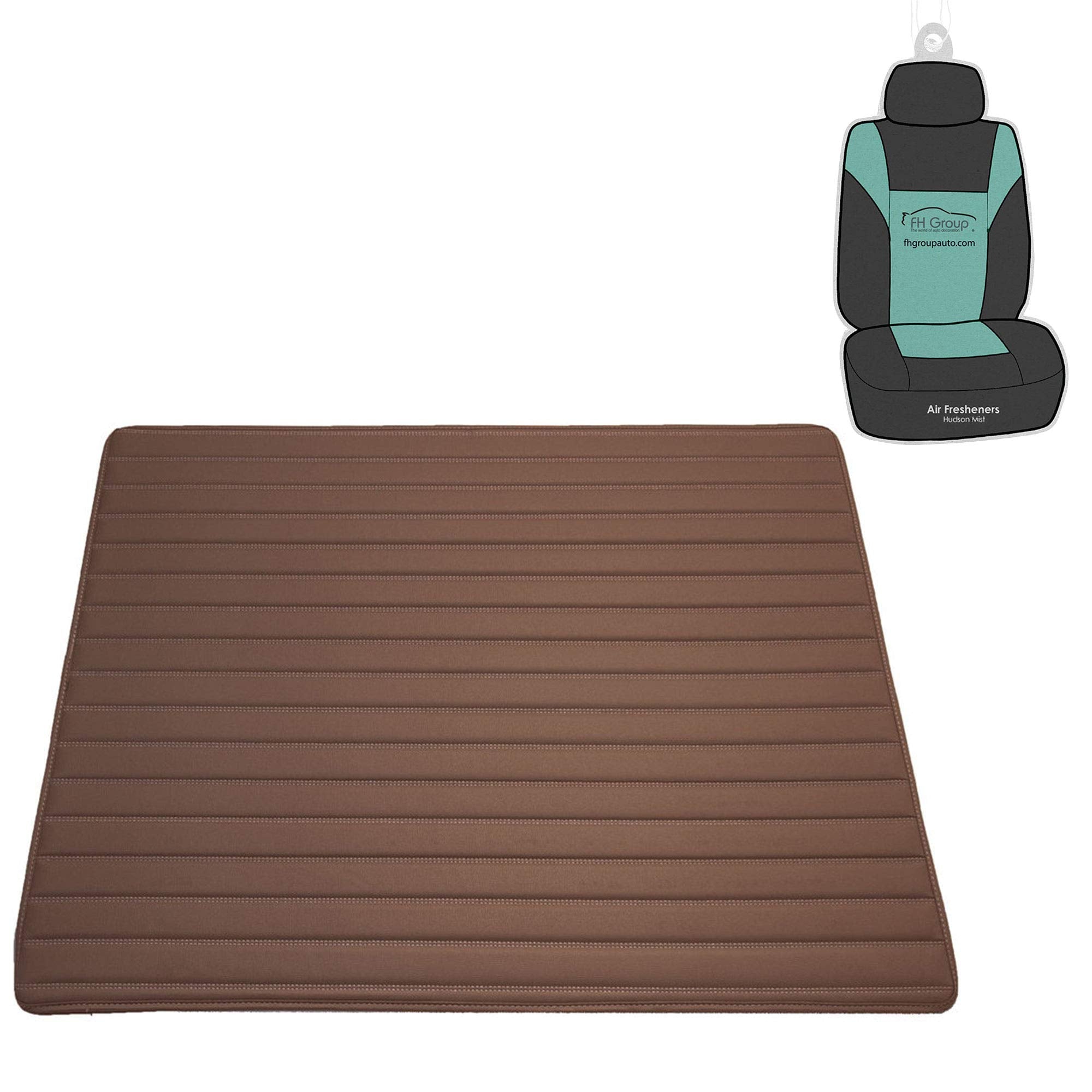 Fh Group F16500 Deluxe Heavy-Duty Faux Leather Multi-Purpose Cargo Liner, Striped, 32   , Brown Color- Fit Most Car, Truck, Suv,