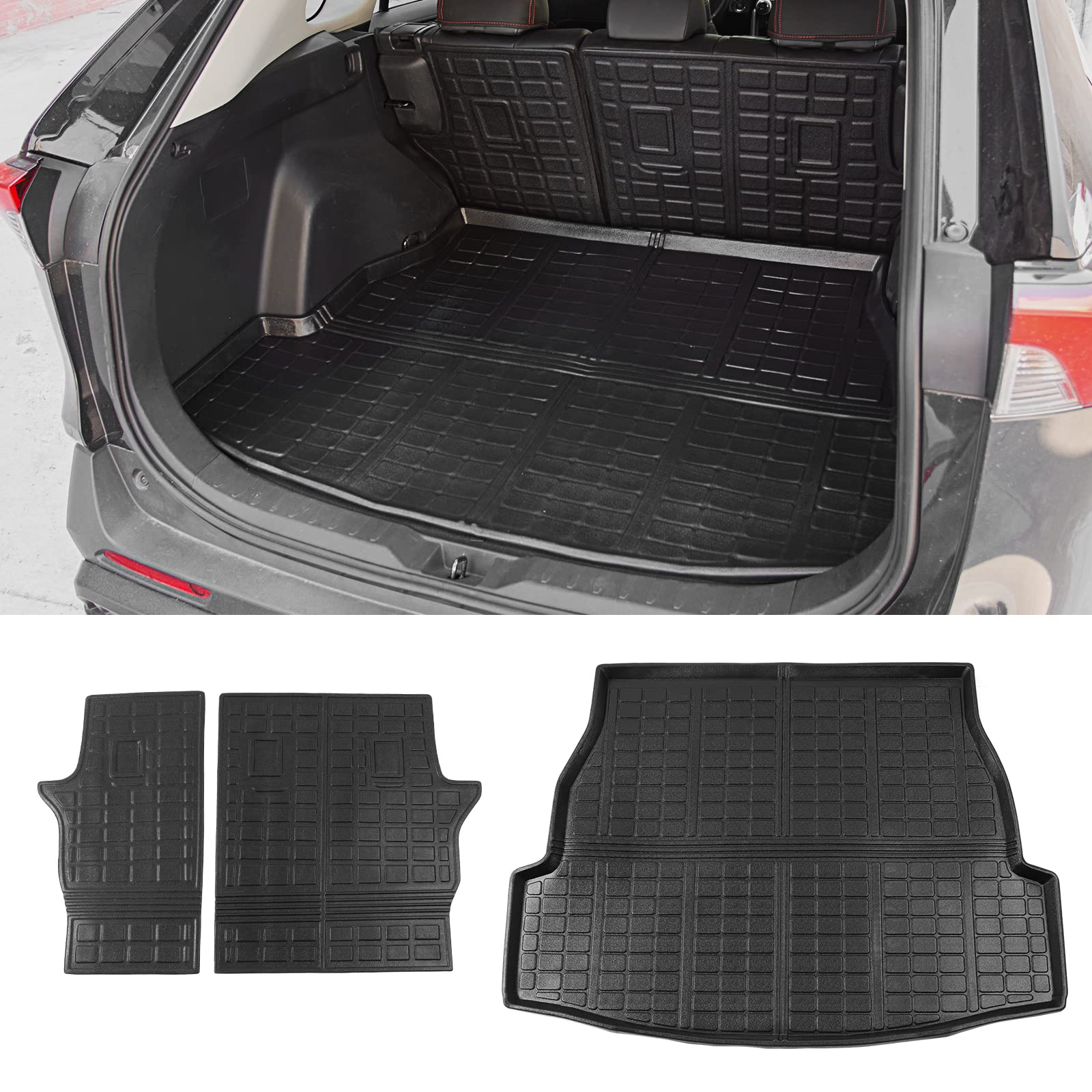 Bomely Fit 2019-2023 Toyota Rav4 Trunk Mat Tpe Cargo Liner All Weather Rear Seat Back Protectors For Toyota Rav4 Accessories (Backrest Mats+Cargo Liner)