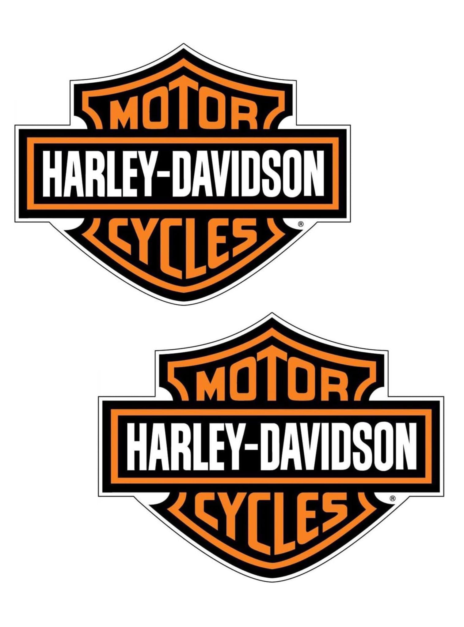 Motorcycle Bar And Shield Design Sticker Vinyl Decal #2 Piece Moto Hd Club 3.5''X4.5'' (Black/White)