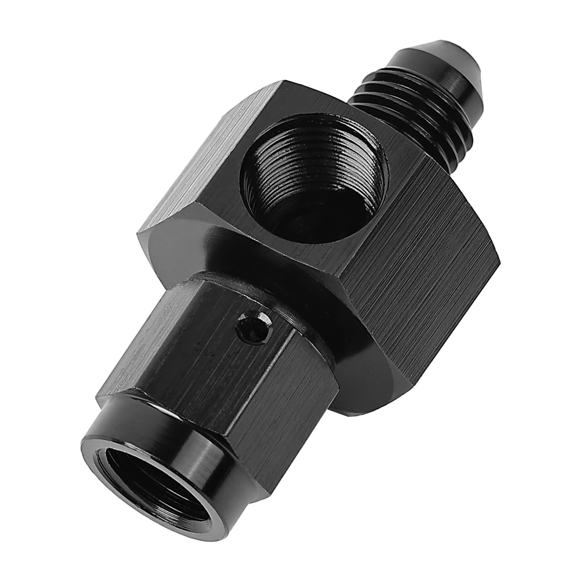 Evil Energy 3An Male Flare To -3 Female Swivel With 1/8 Npt Gauge Port Fuel Pressure Take Off Fitting Adapter Aluminum