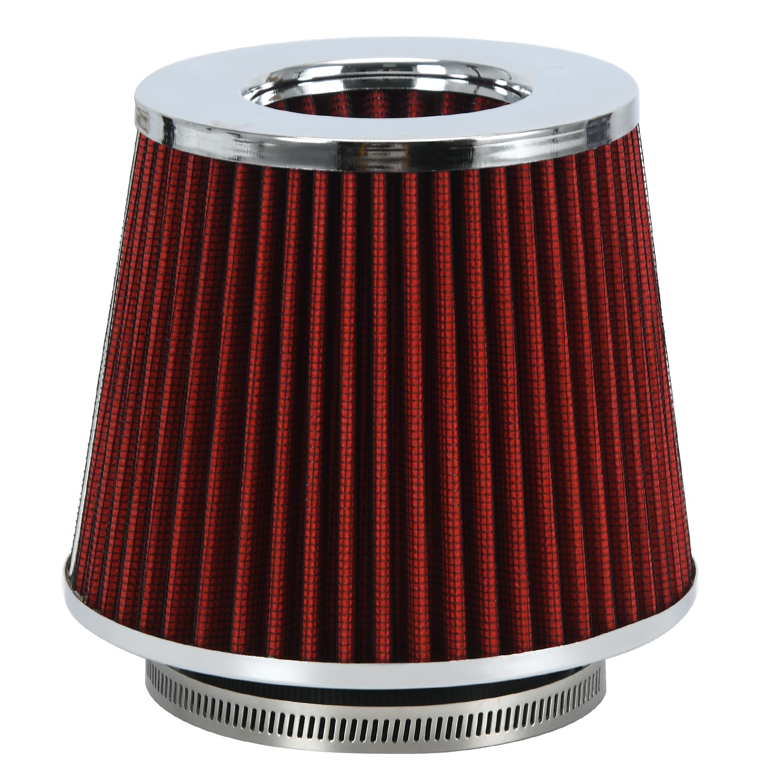 Ptnhz Universal Red 3.5'' 89Mm High Flow Cold Air Intake Cone Air Filter Power Intake Air Inlet System Air Cleaner
