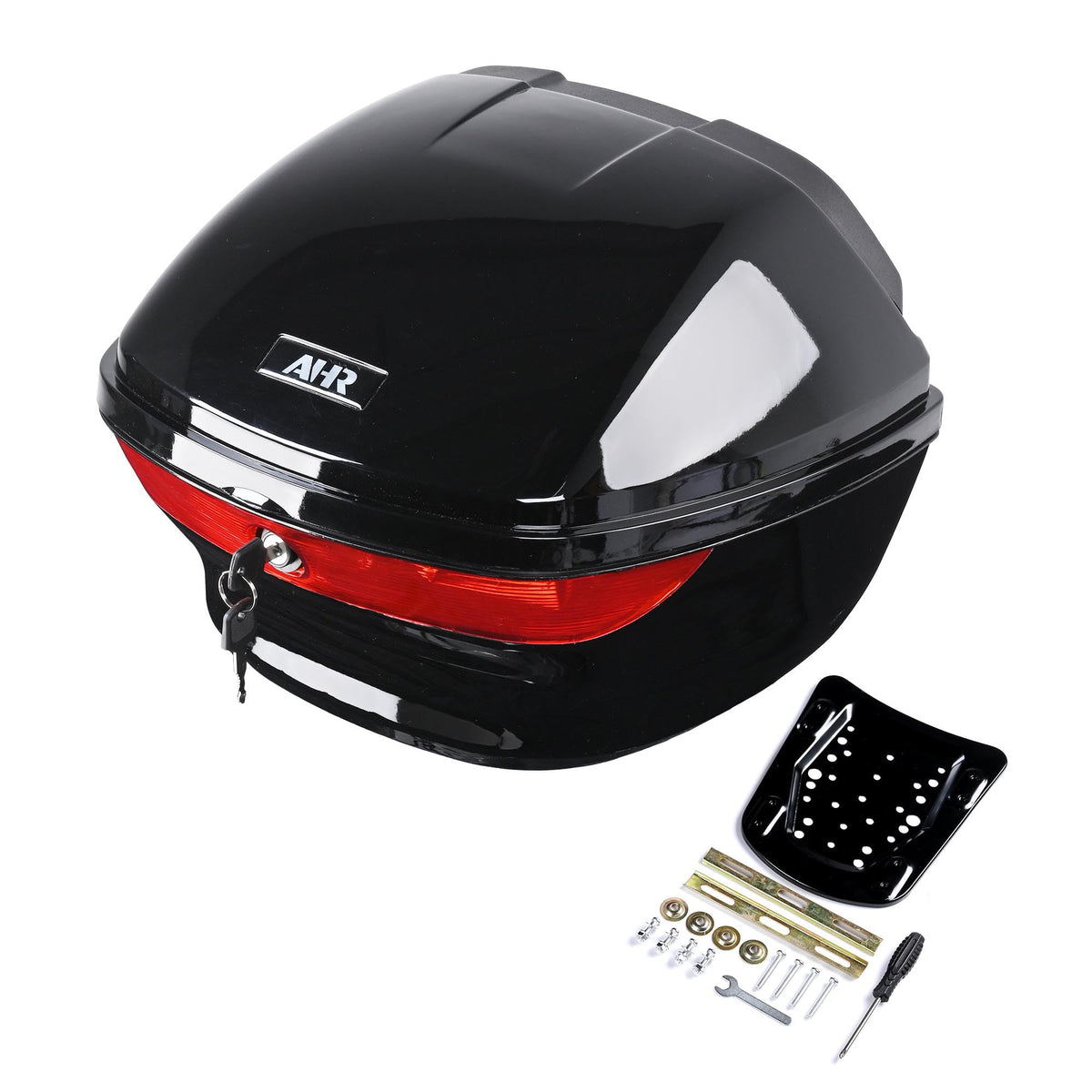 Ahr 33L Motorcycle Top Case Universal Tour Tail Box Scooter Trunk Storage With Lock