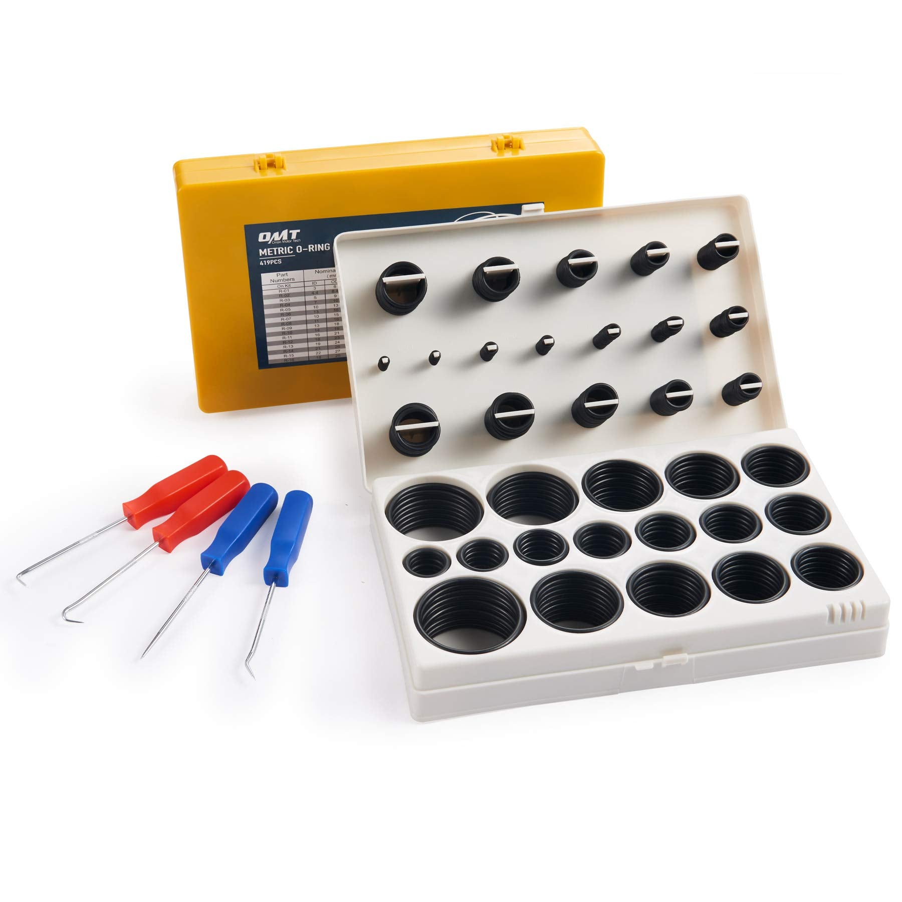 ORION MOTOR TECH 826pc Universal O Ring Assortment Kit in 32 Sizes, SAE and Metric O Ring Kit for Plumbing Automotive Faucet Rep