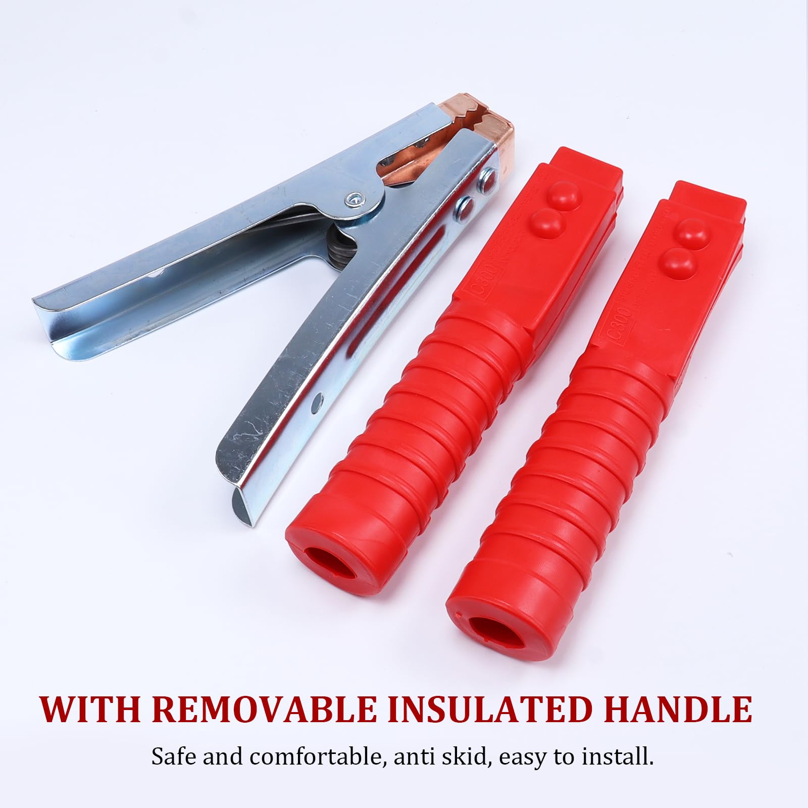 Pure Copper 1500A Jumper Cable Clamp,Heavy Duty, Replacement, Insulated Handle, Durable for Truck Car Batteries (Black + Red) 2P