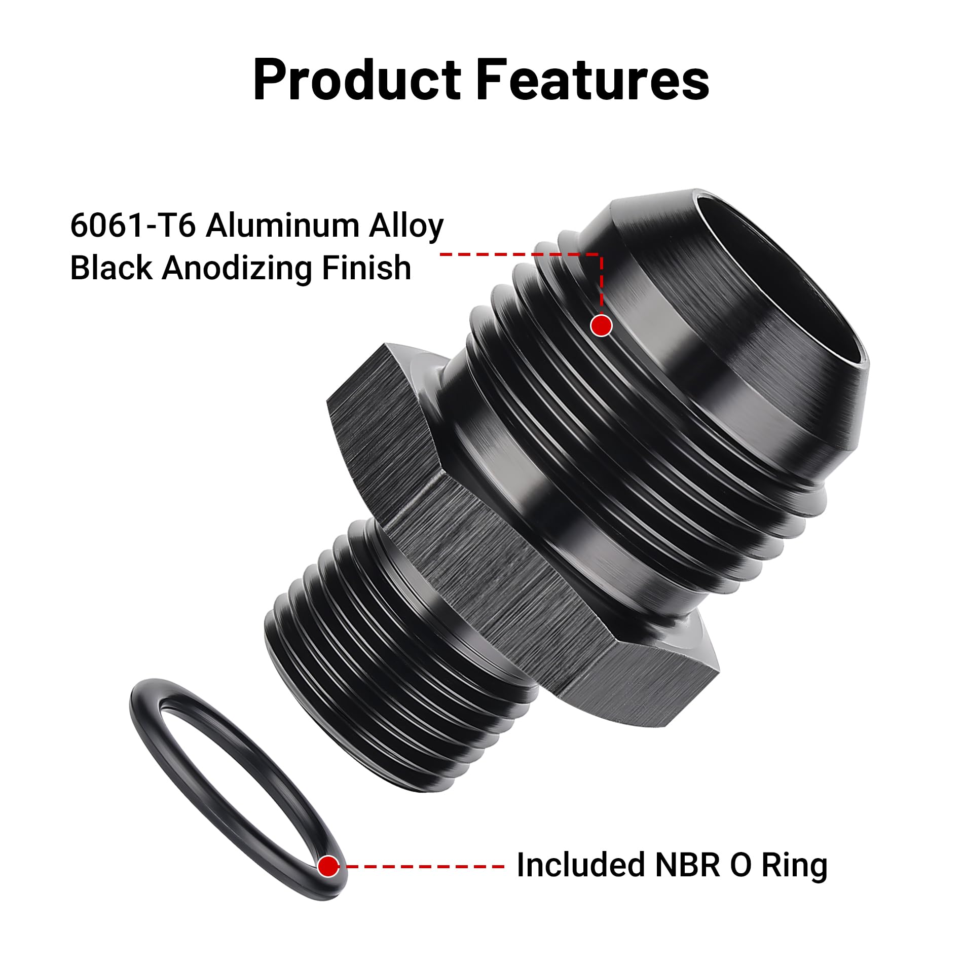 Evil Energy 12An Male Flare To M18 X 1.5Mm Male Metric Fitting Adapter Aluminium Alloy 2Pcs