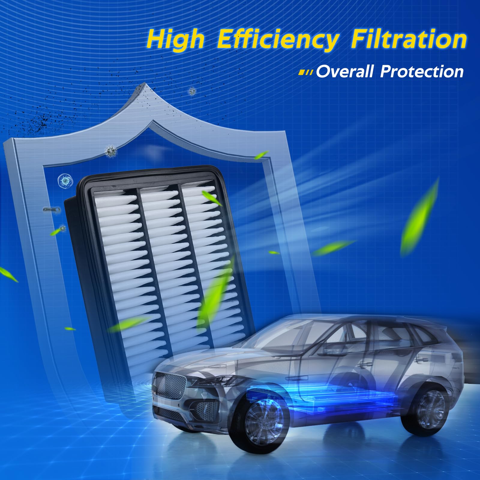 E-Longwell Engine Air Filter for Mazda 6, CX-5, CX-9 - 2.5L Turbo, CA12167, Rubber Material, 2016-2023