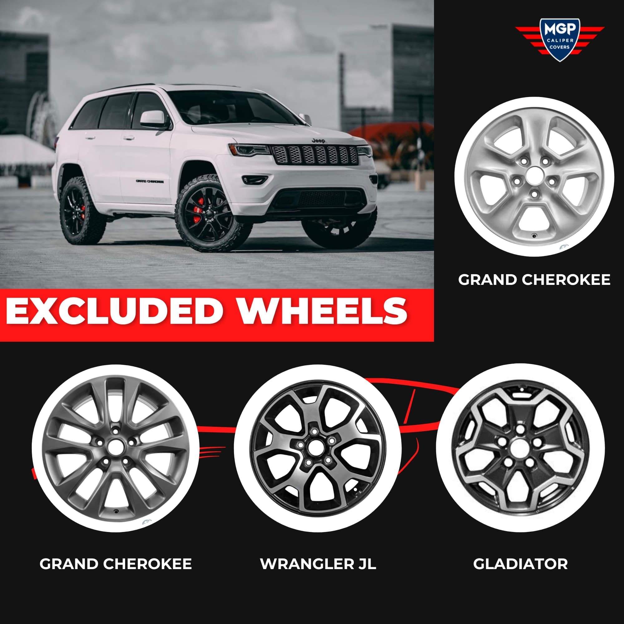 Mgp Caliper Covers - Brake Caliper Covers 2011-2021 Jeep Grand Cherokee 2022 Jeep Grand Cherokee Wk (42020S) Front And Rear Set - Jeep Logo - Yellow