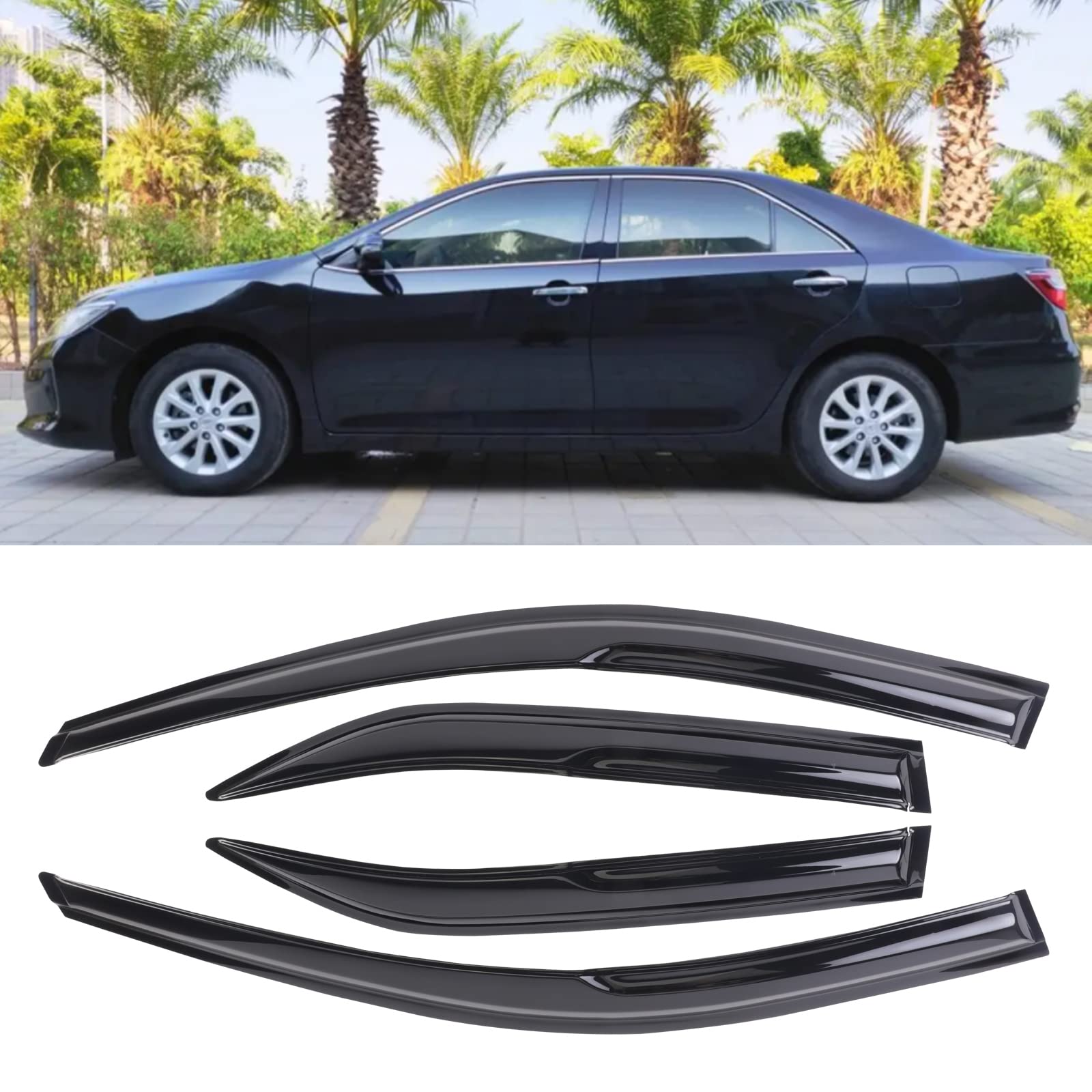 Sontian Window Visor Tape-On Side Compatible With 2012-2017 Toyota Camry Window Visor Deflector Rain Guard Window Visors For Car