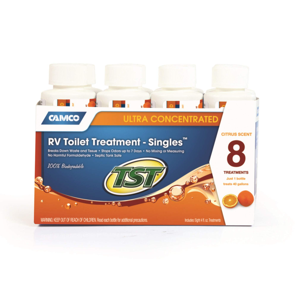 Rv Tst Toilet Chemical Treatment, Singles, Orange, 8-Pk.