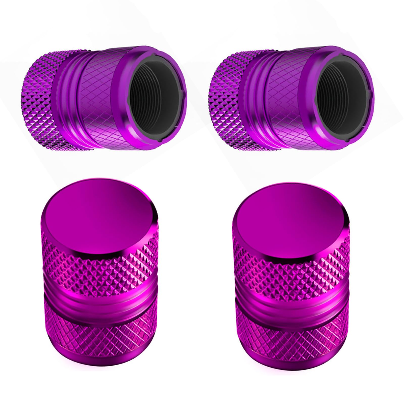 Tire Valve Stem Caps - 4 Pack Anti-Corrosion Premium Anodized Alloy Tyre Air Valve Caps Universal For Car Suv Bike Purple
