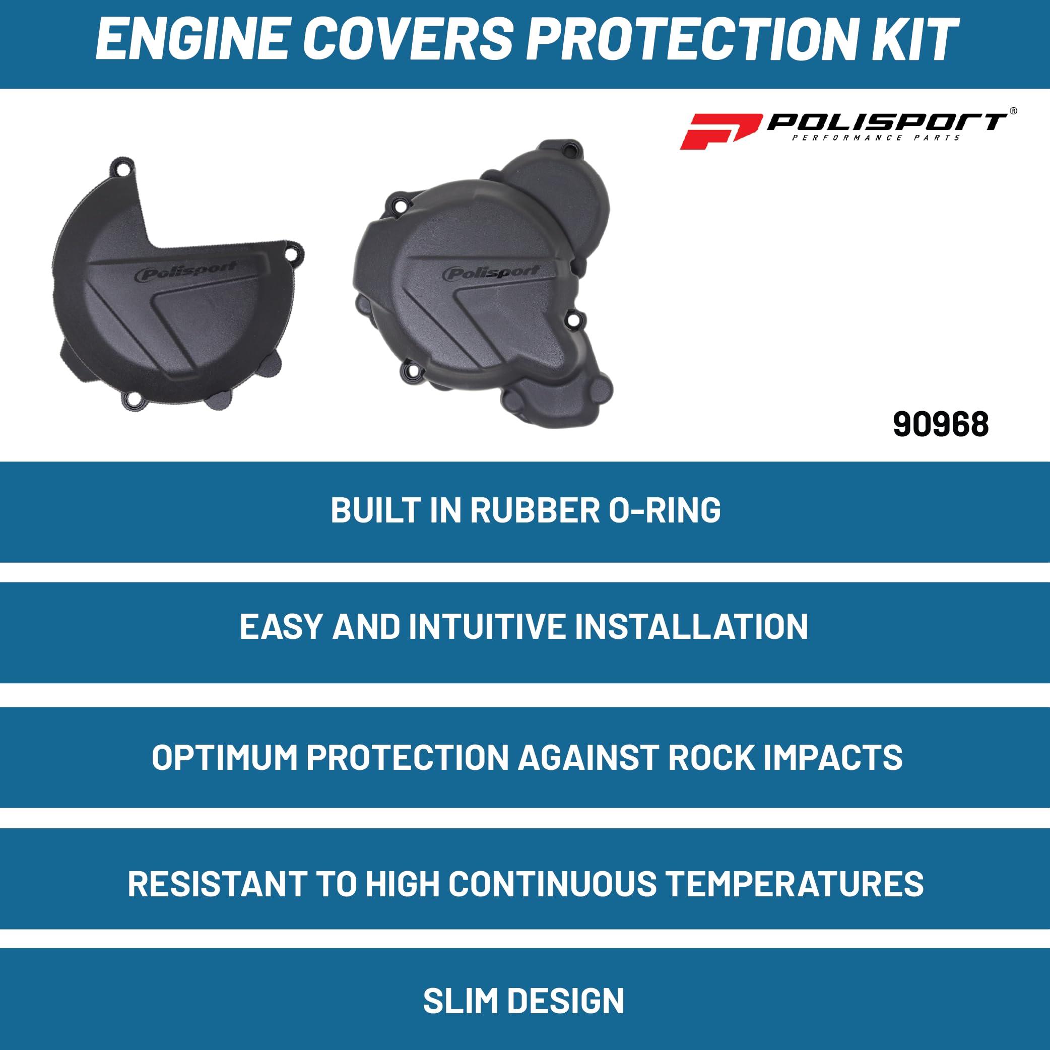 Polisport Engine Covers Protection Kit KTM EXC/XC-W 250/300 (2017-22). OEM Quality with Superior Fit, Flexibility, and Durabilit