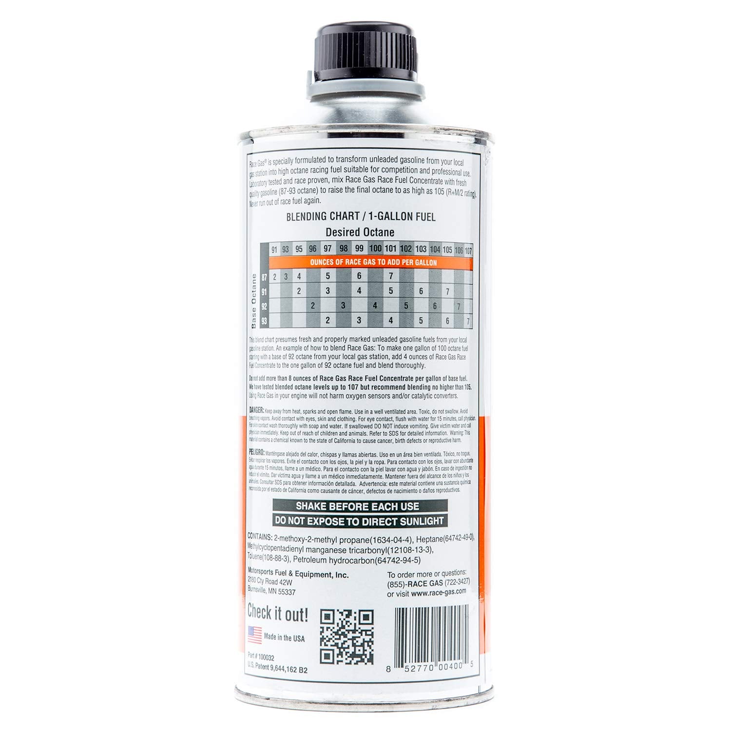 Racegas 100032 Premium Race Fuel Concentrate Increases Gasoline Up To 105 Octan, 12 Pack