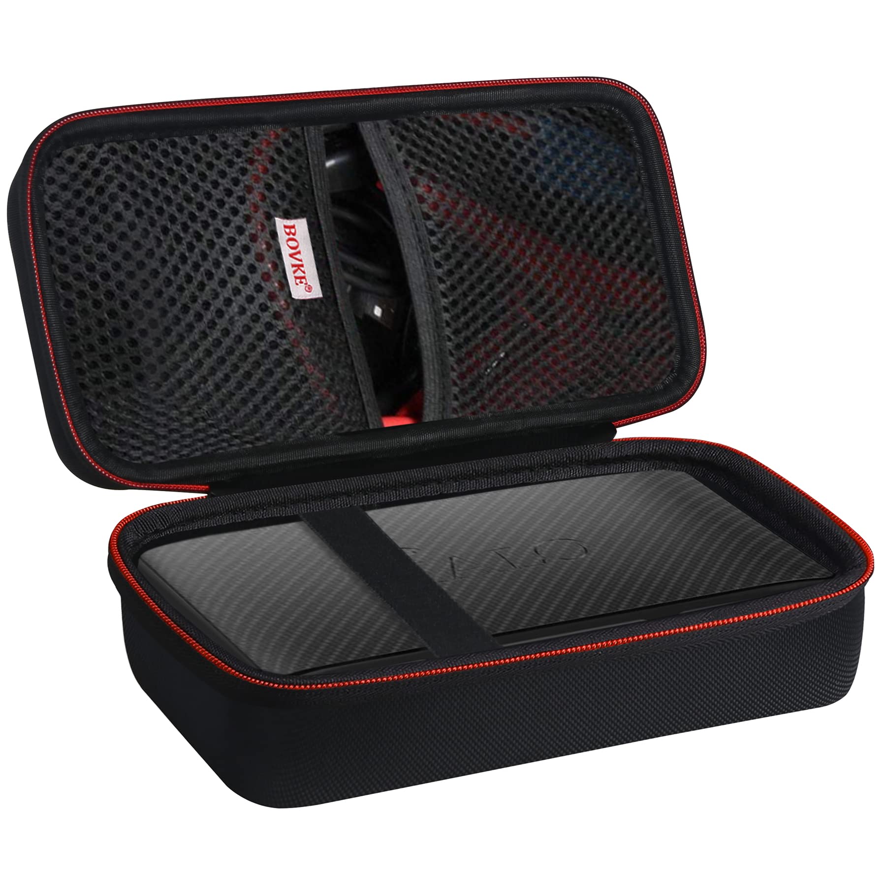 Bovke Travel Case For Halo Bolt Air 58830Mwh/Air+ 55500 Mwh Portable Emergency Power Kit Car Jump Starter With Tire Pump, Car Charger Phone Laptop Battery Holder, Mesh Pocket Fit Jumper Cables, Black