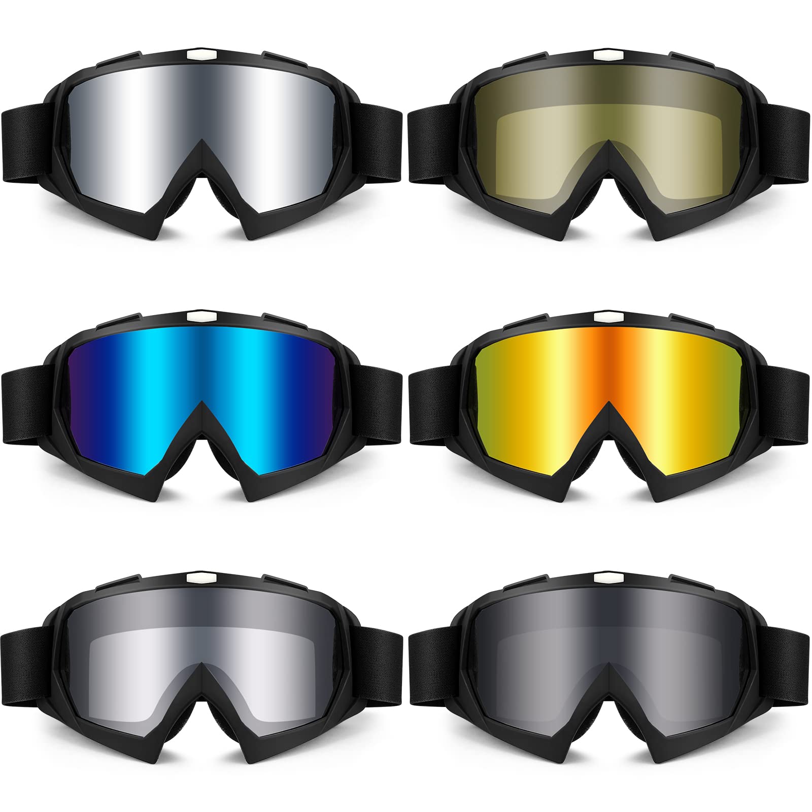 6 Pair Dirt Bike Motorcycle Goggles ATV Goggles Motocross Eyewear Dustproof Windproof Racing Goggles Riding Anti Scratch Glasses