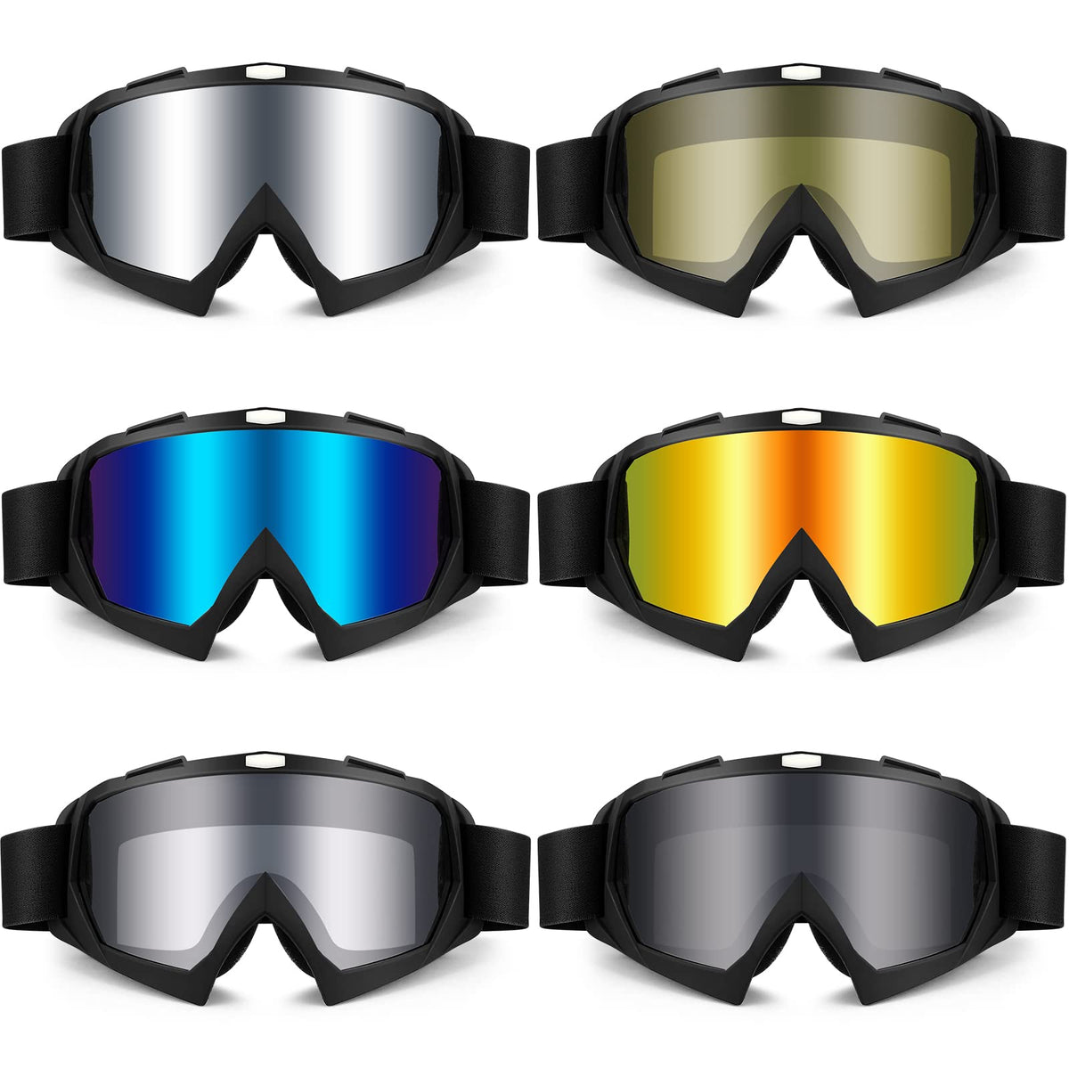 6 Pair Dirt Bike Motorcycle Goggles ATV Goggles Motocross Eyewear Dustproof Windproof Racing Goggles Riding Anti Scratch Glasses