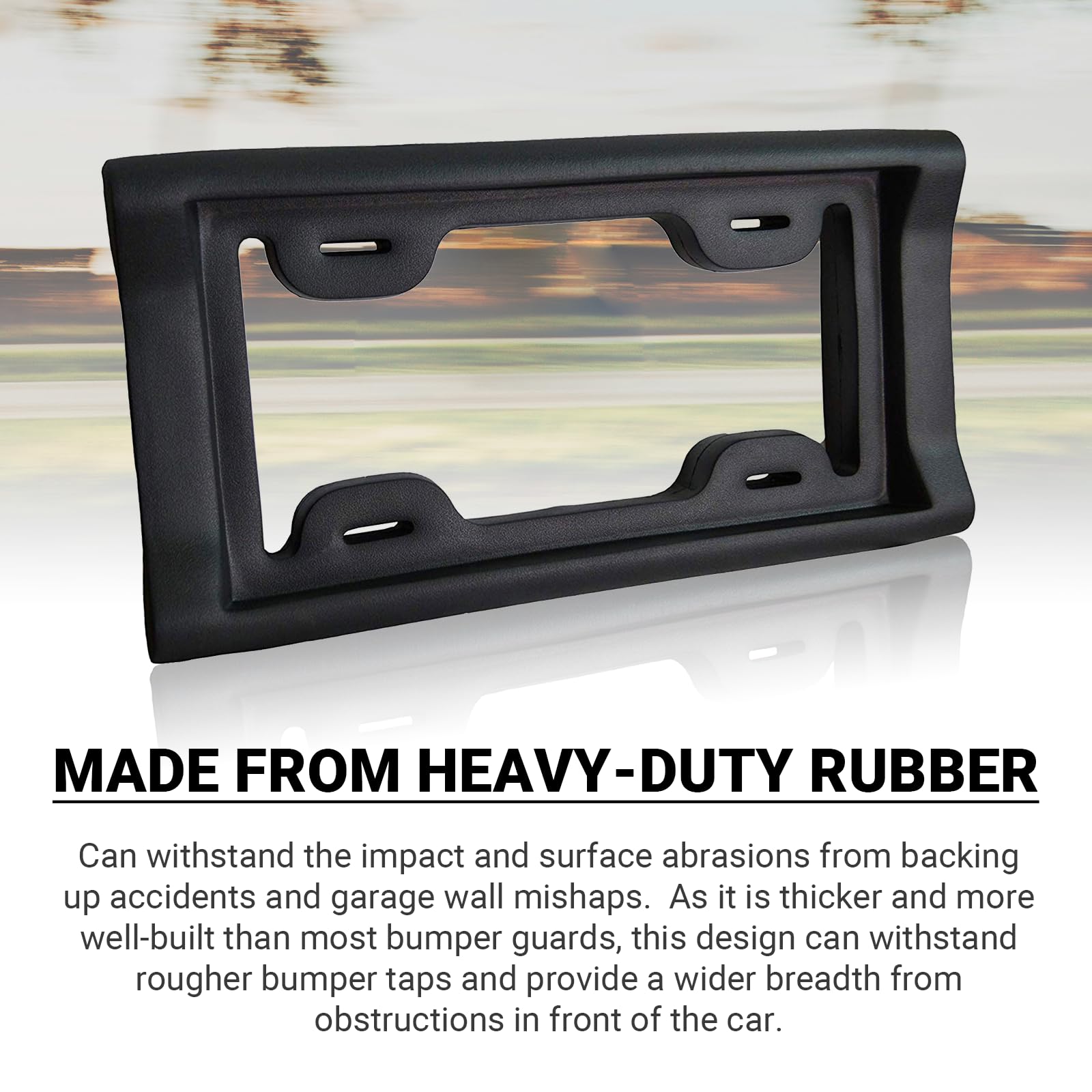 Ar-Pro Ultimate License Plate Bumper Guard Screws Included - 2.3'' Thick Rubber License Plate Mount Protects Bumper From Scratch