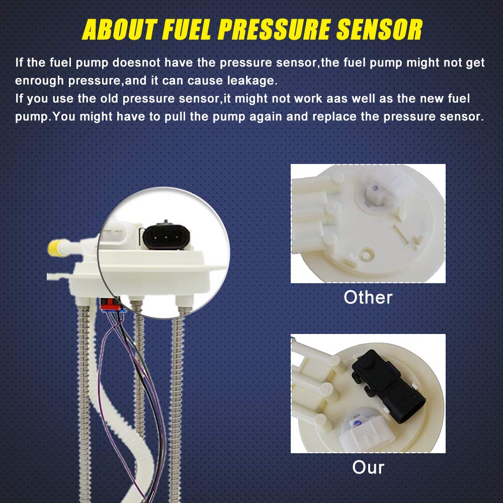Fuel Pump Compatible With Chevy Pickup Silverado Gmc Sierra 1999 2000 2001 2002 2003 2004 4.3L 4.8L 5.3L 6.0L 8.1L W/Sending Unit Fuel Pressure Sensor Replaces # E3500M